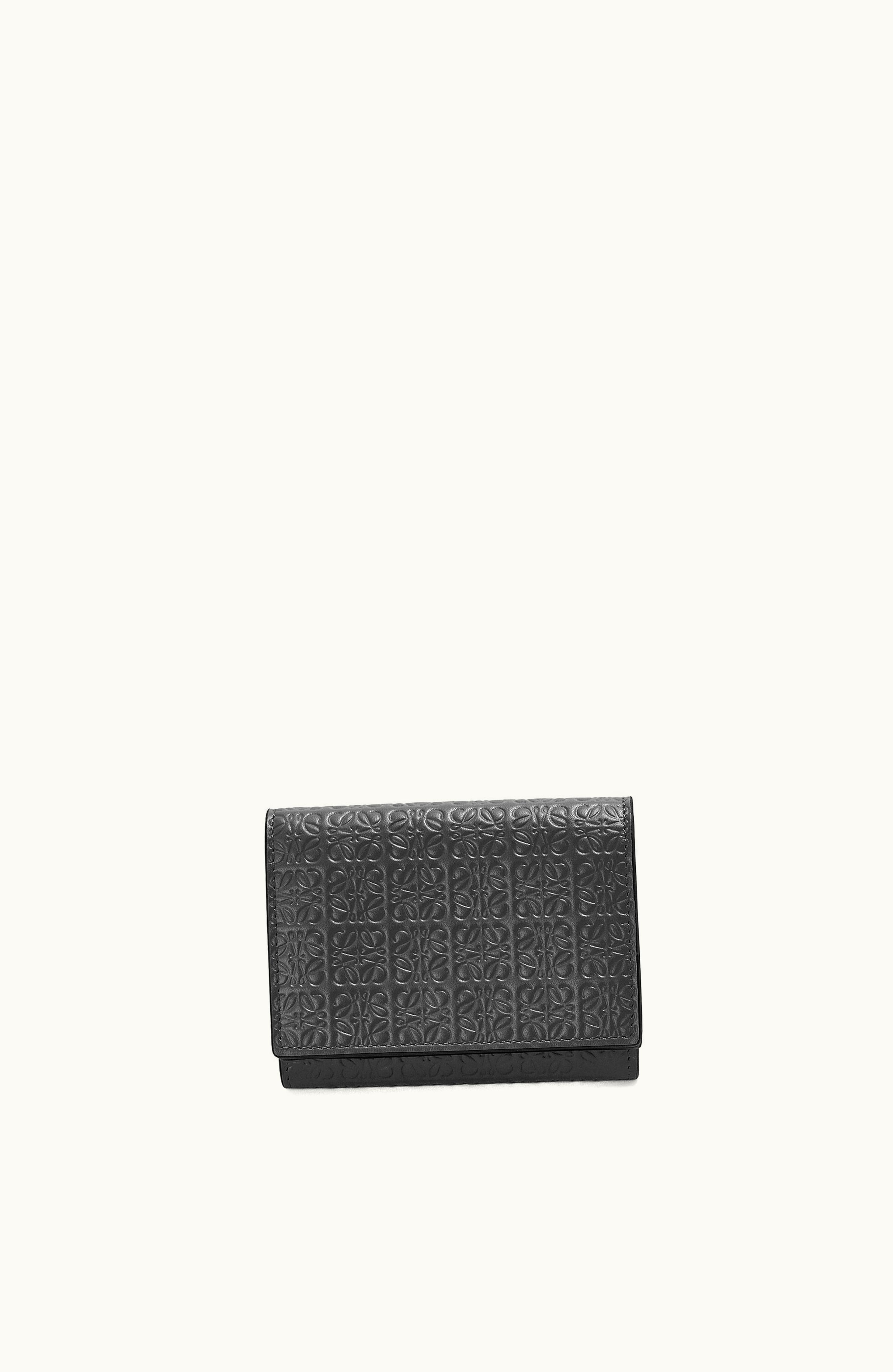 Loewe Loewe Repeat Trifold Wallet In Embossed Silk Calfskin Black