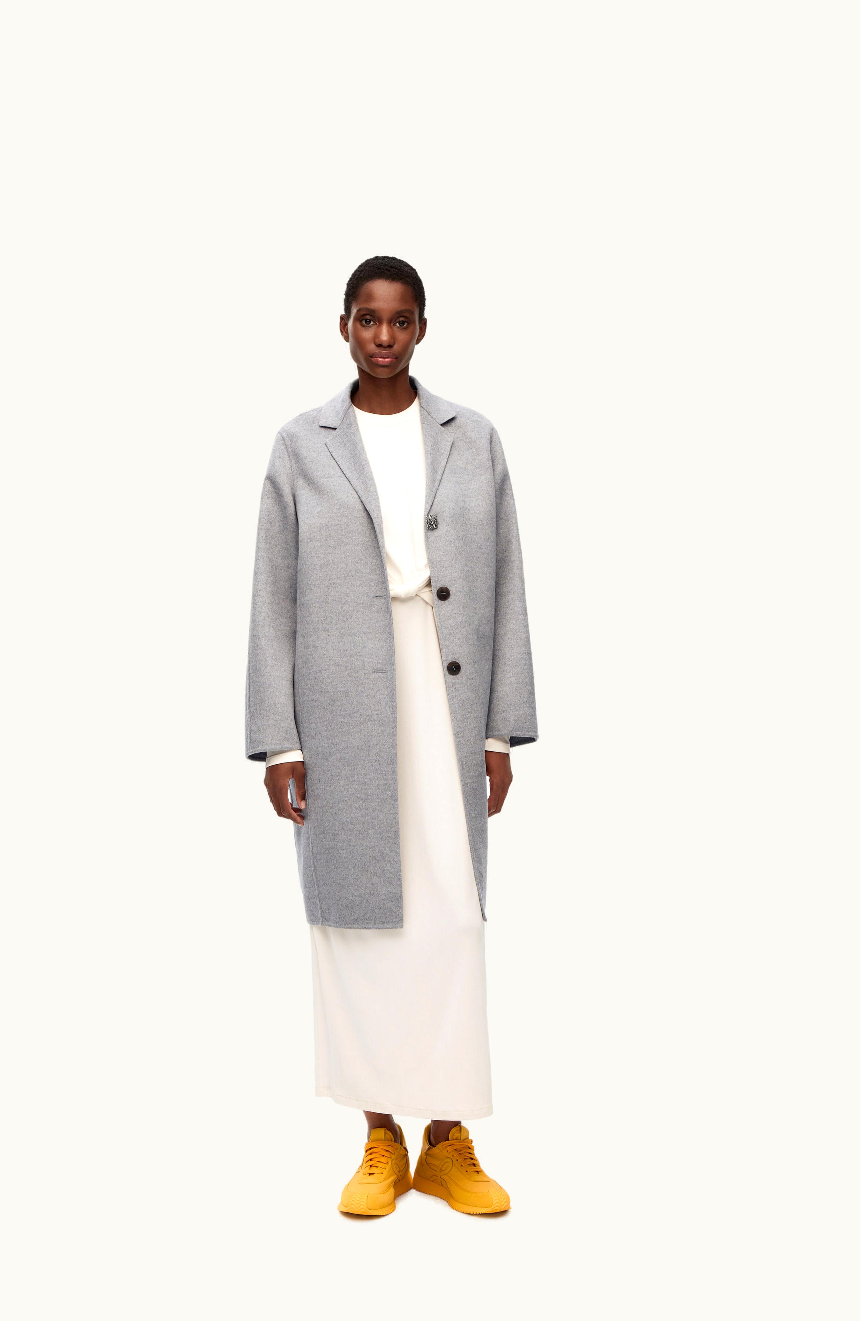 Loewe Loewe Coat In Wool And Cashmere Grey Melange