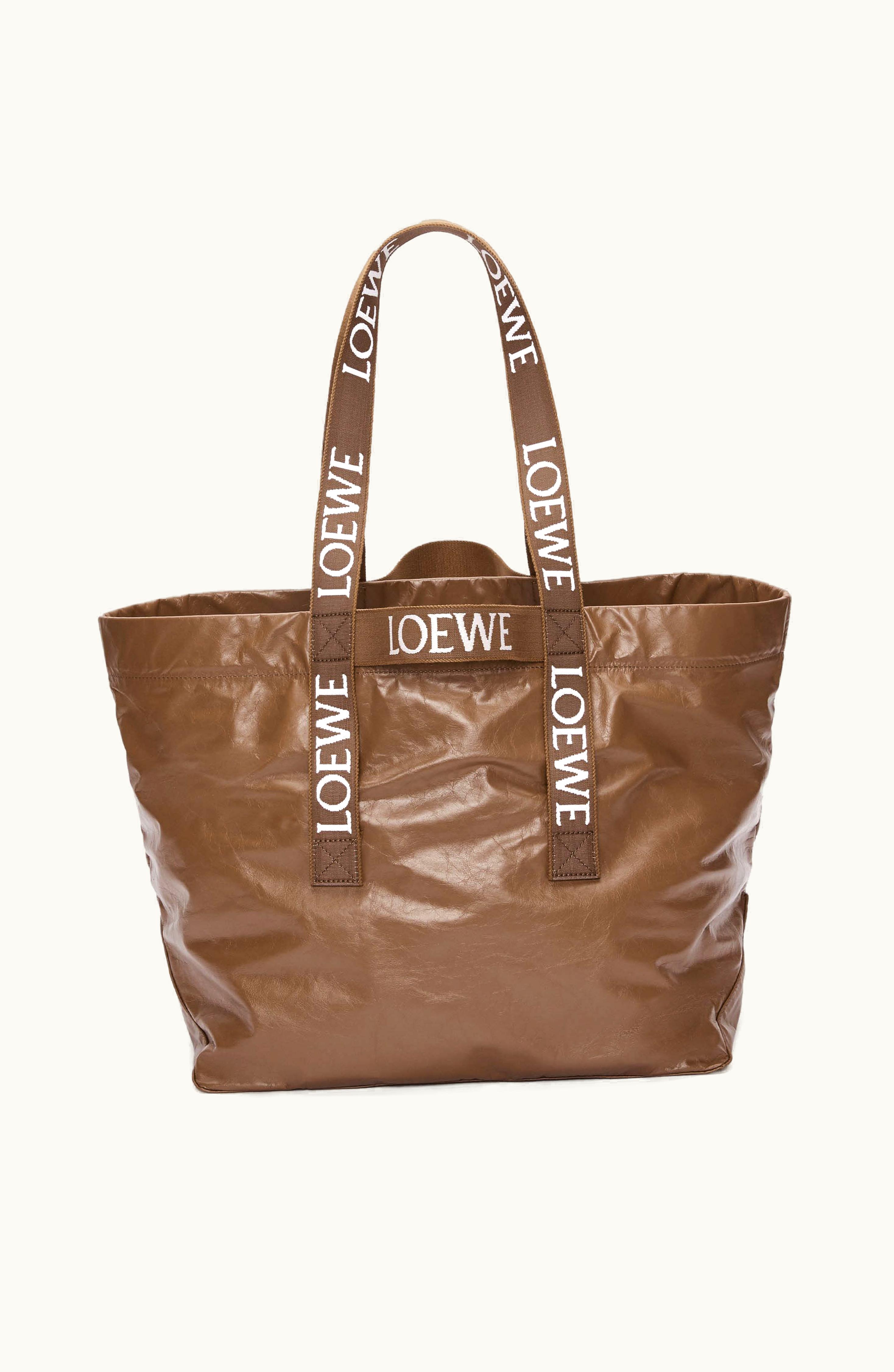 Loewe Loewe Fold Shopper In Paper Calfskin Winter Brown