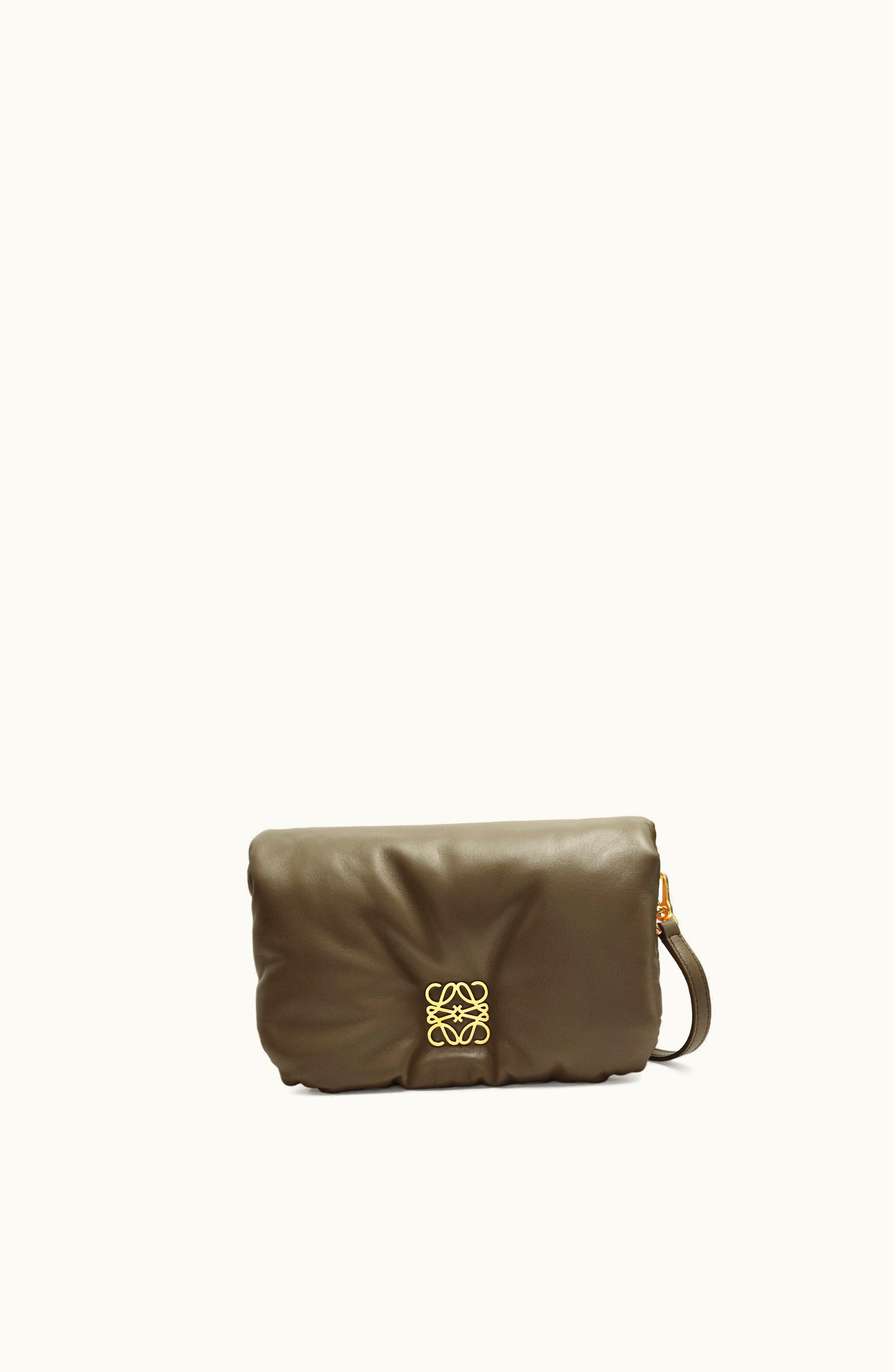 Loewe Loewe Mini Puffer Goya Bag In Shiny Nappa Lambskin Dark Khaki Green