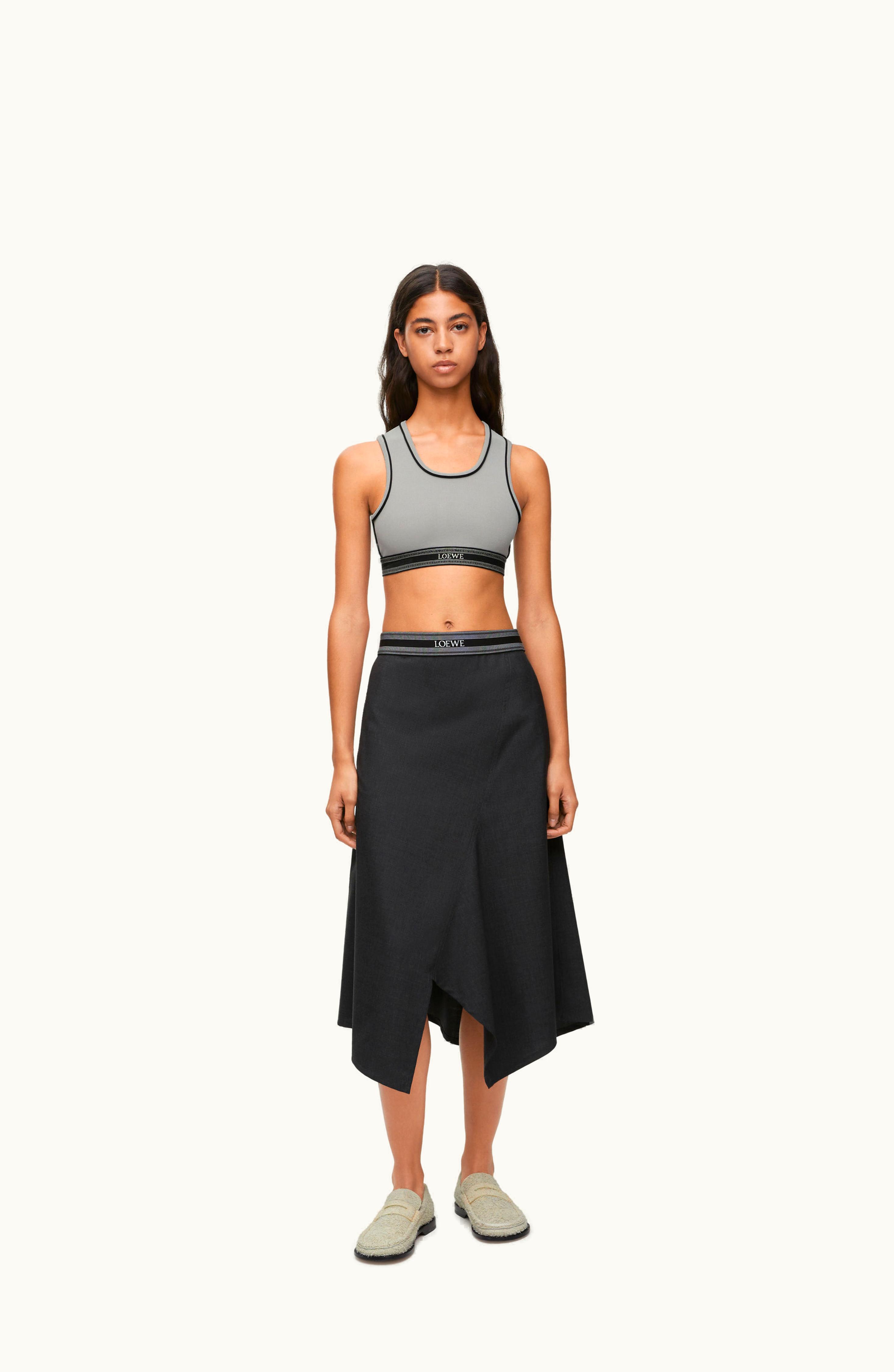 Loewe Loewe Cropped Tank Top In Viscose Blend Grey