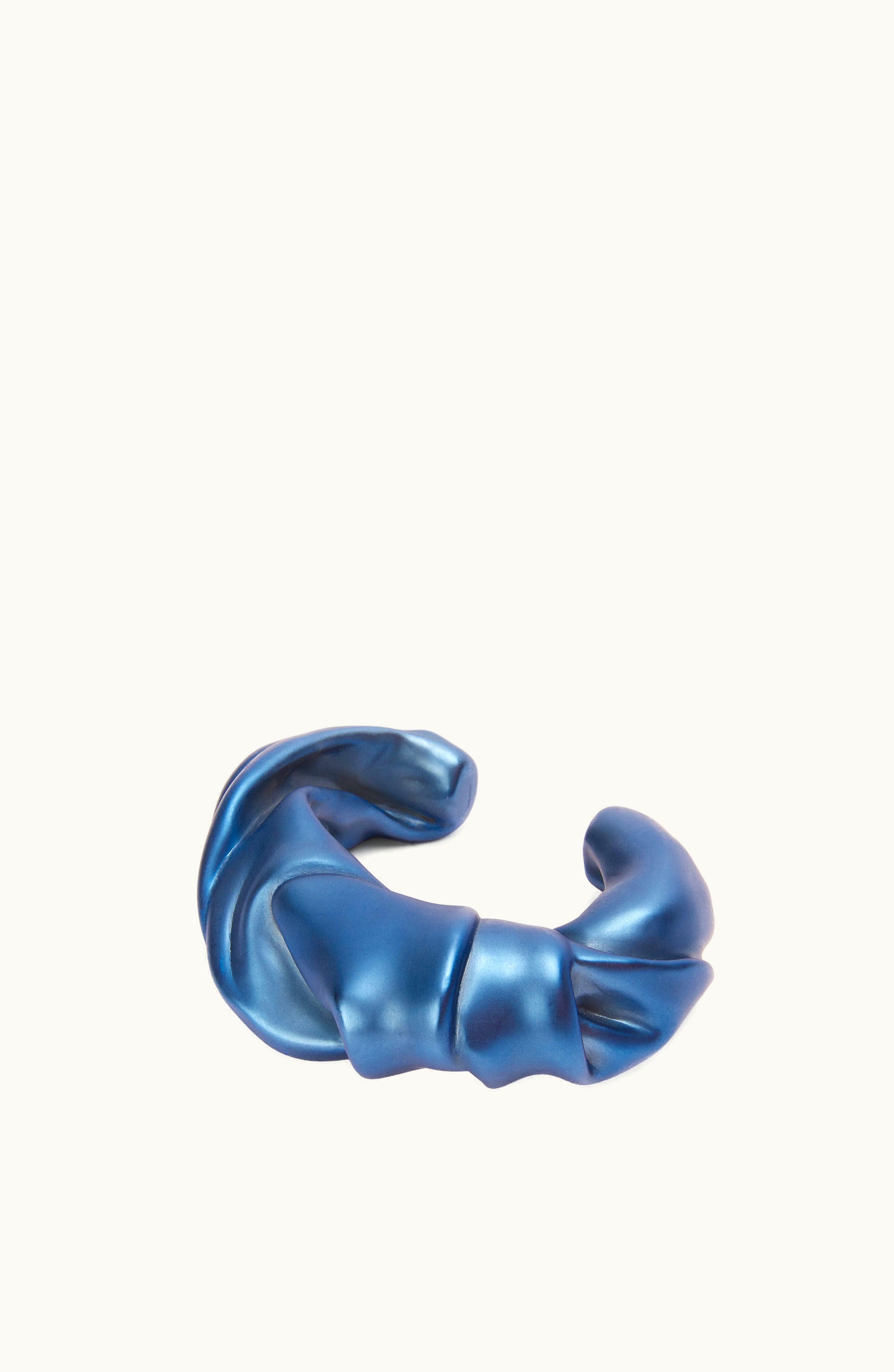 Loewe Loewe Large Nappa Twist Cuff In Sterling Silver Sky Blue