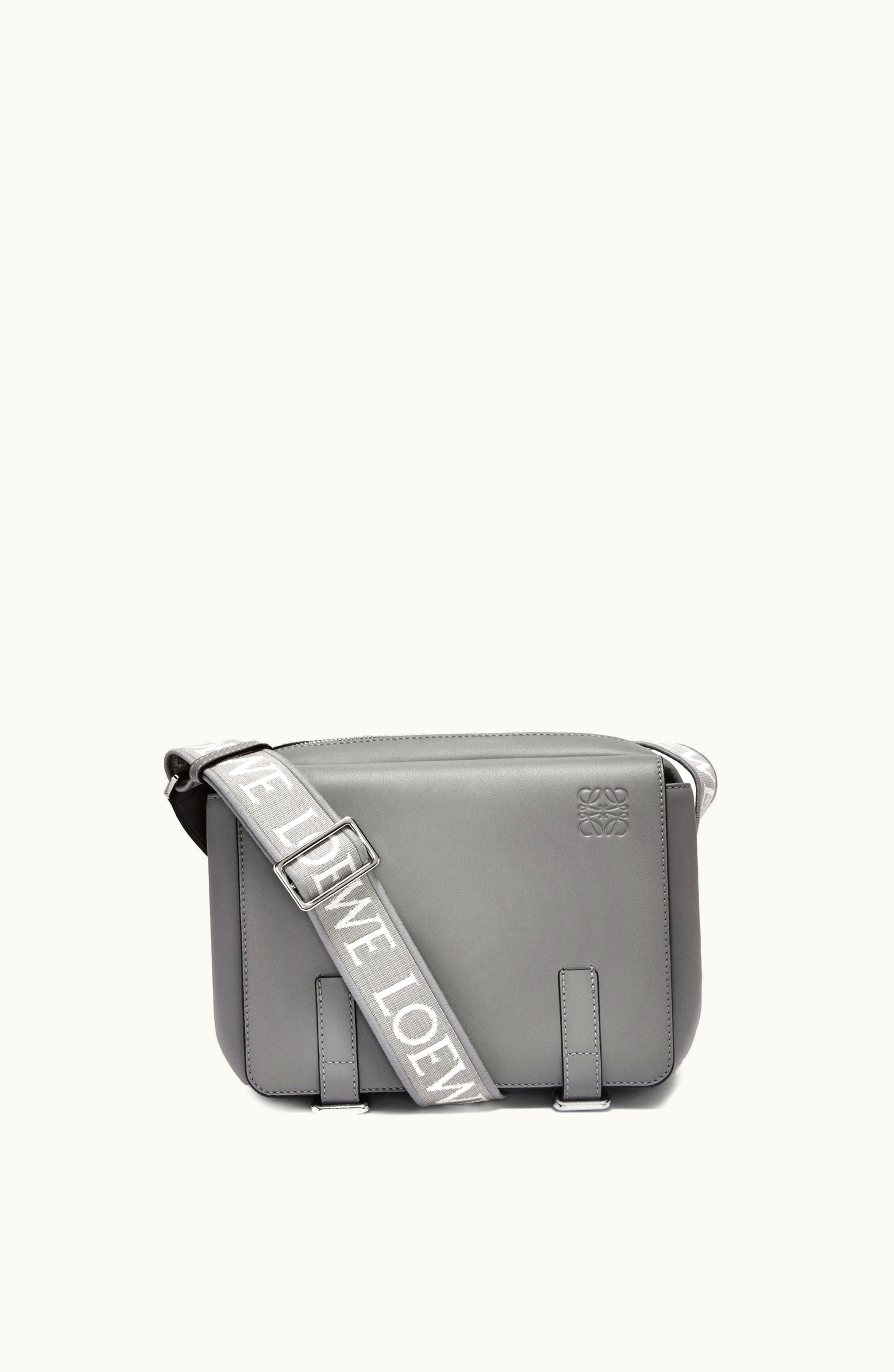 Loewe Loewe XS Military Messenger Bag In Supple Smooth Calfskin And Jacquard Asphalt Grey