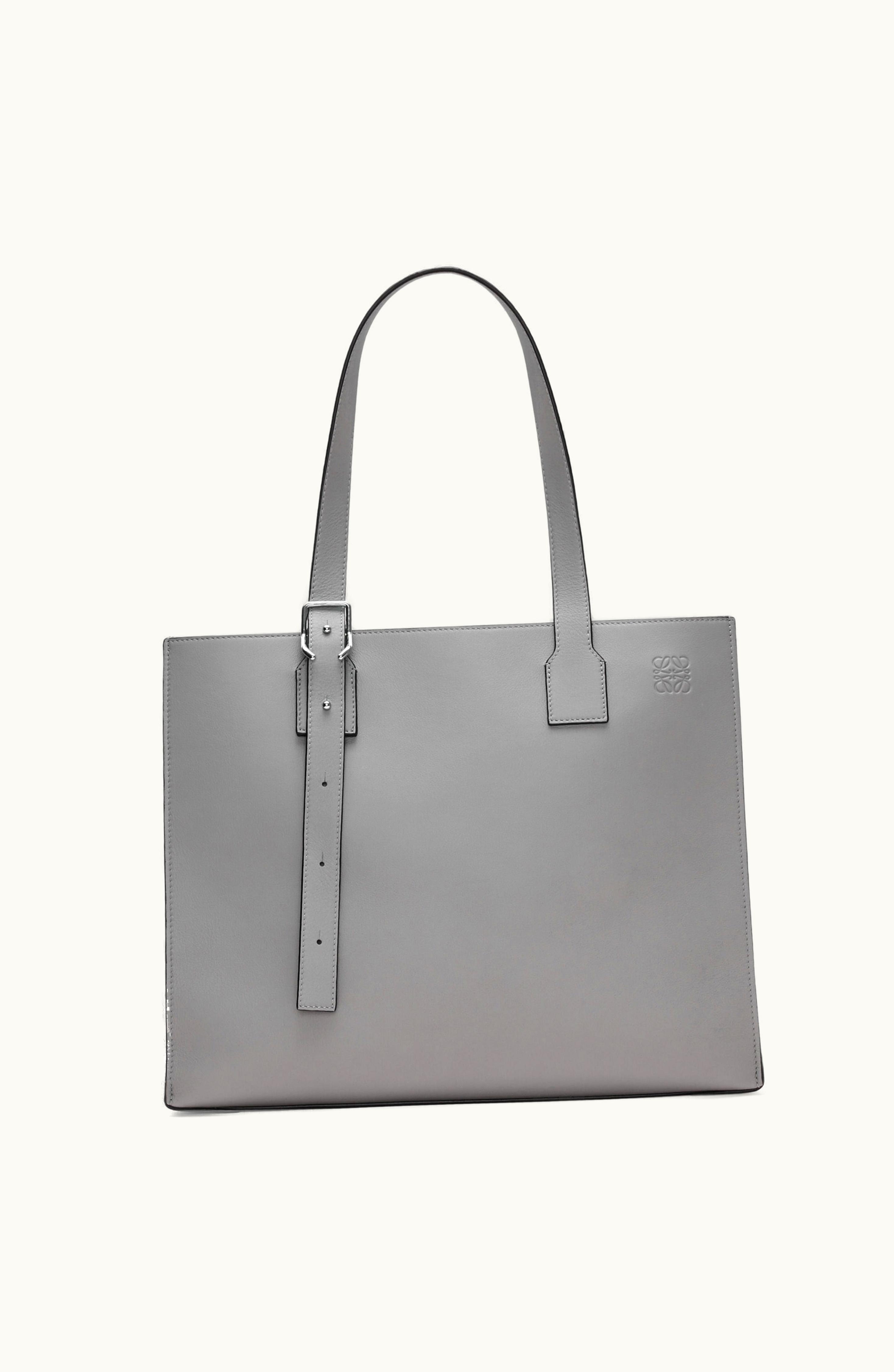 Loewe Loewe Buckle Horizontal Tote In Classic Calfskin Asphalt Grey