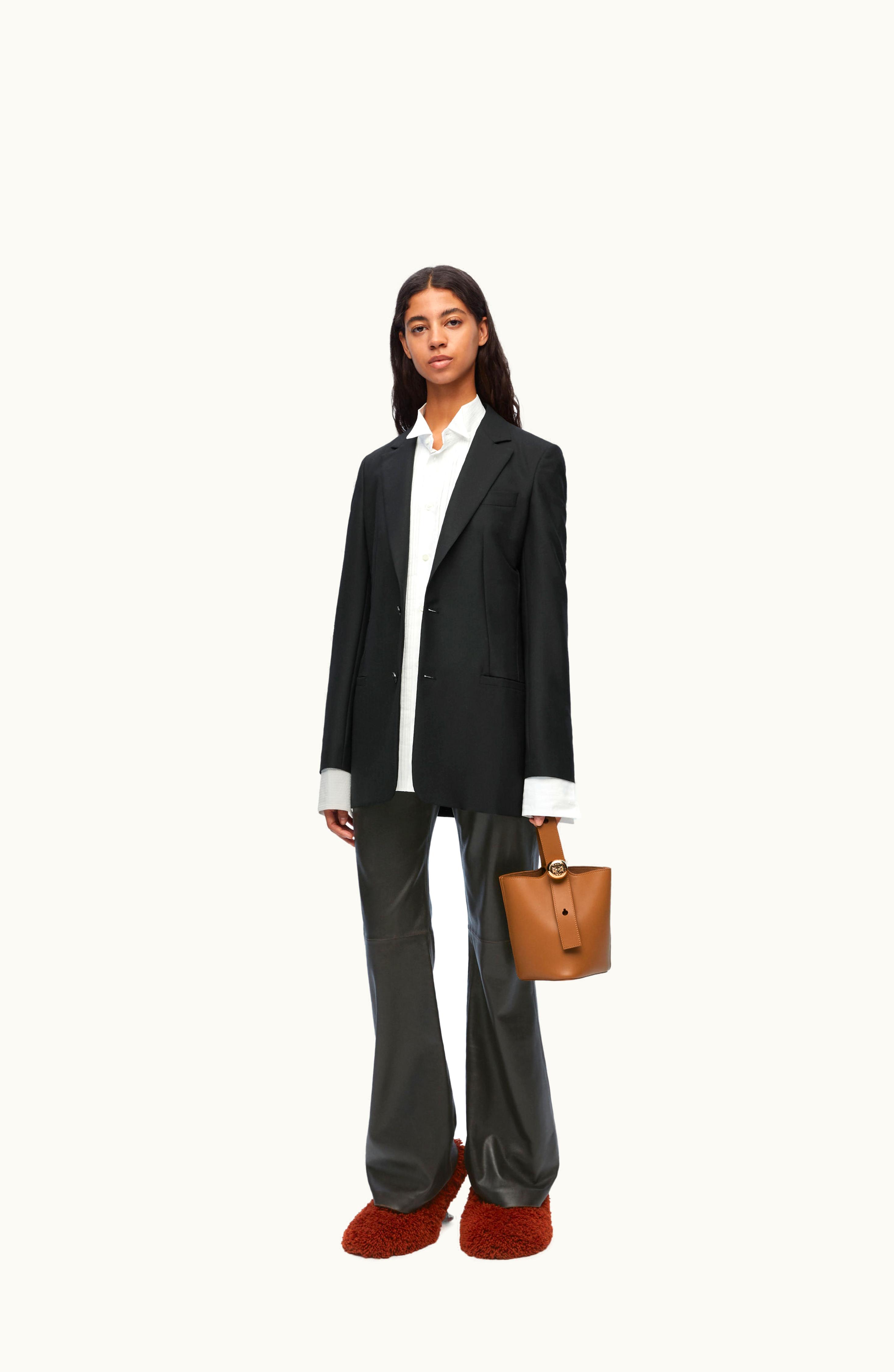Loewe Loewe Bootleg Trousers In Nappa Calfskin Dark Brown