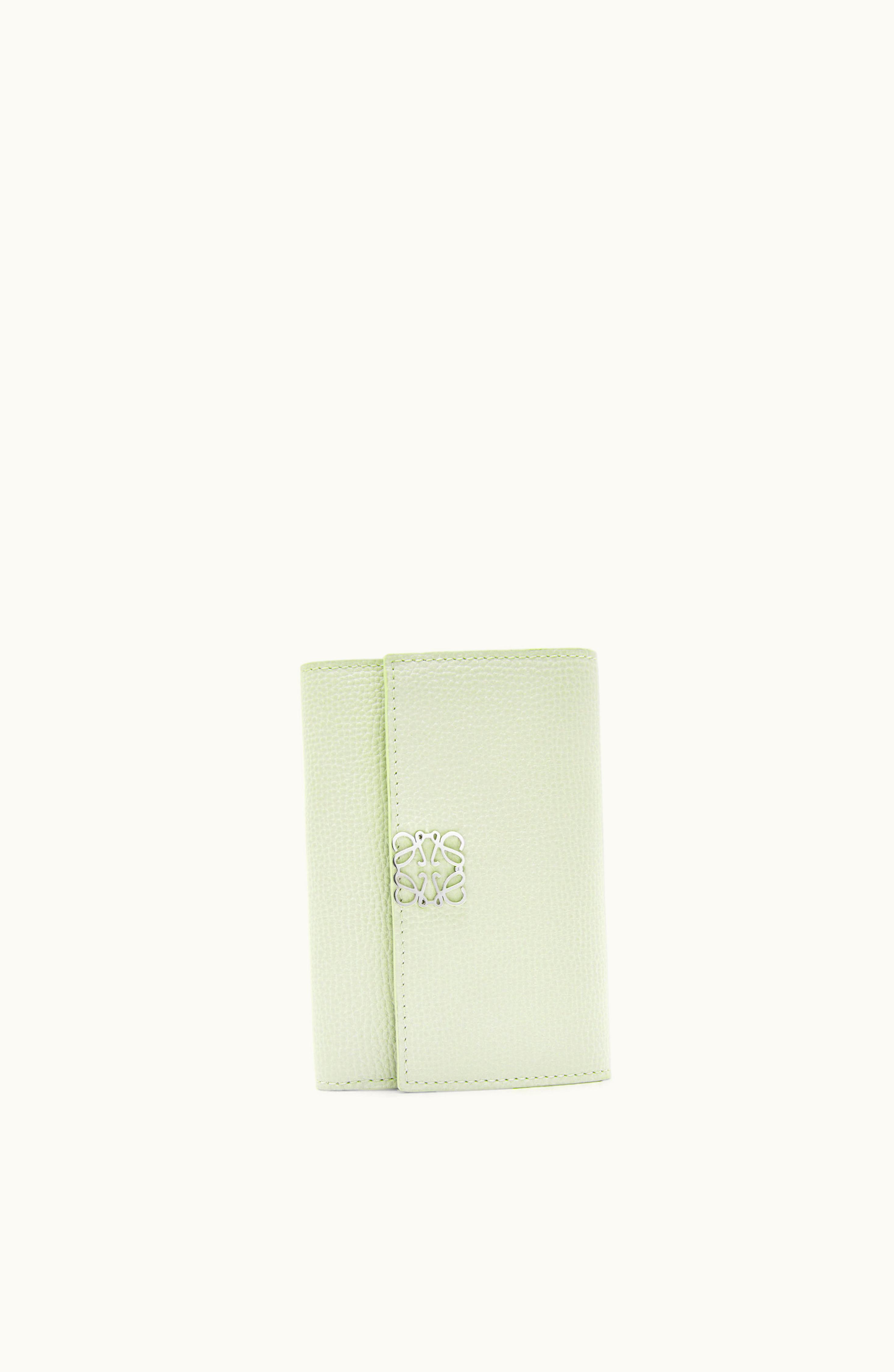 Loewe Loewe Anagram Small Vertical Wallet In Pebble Grain Calfskin Light Celadon
