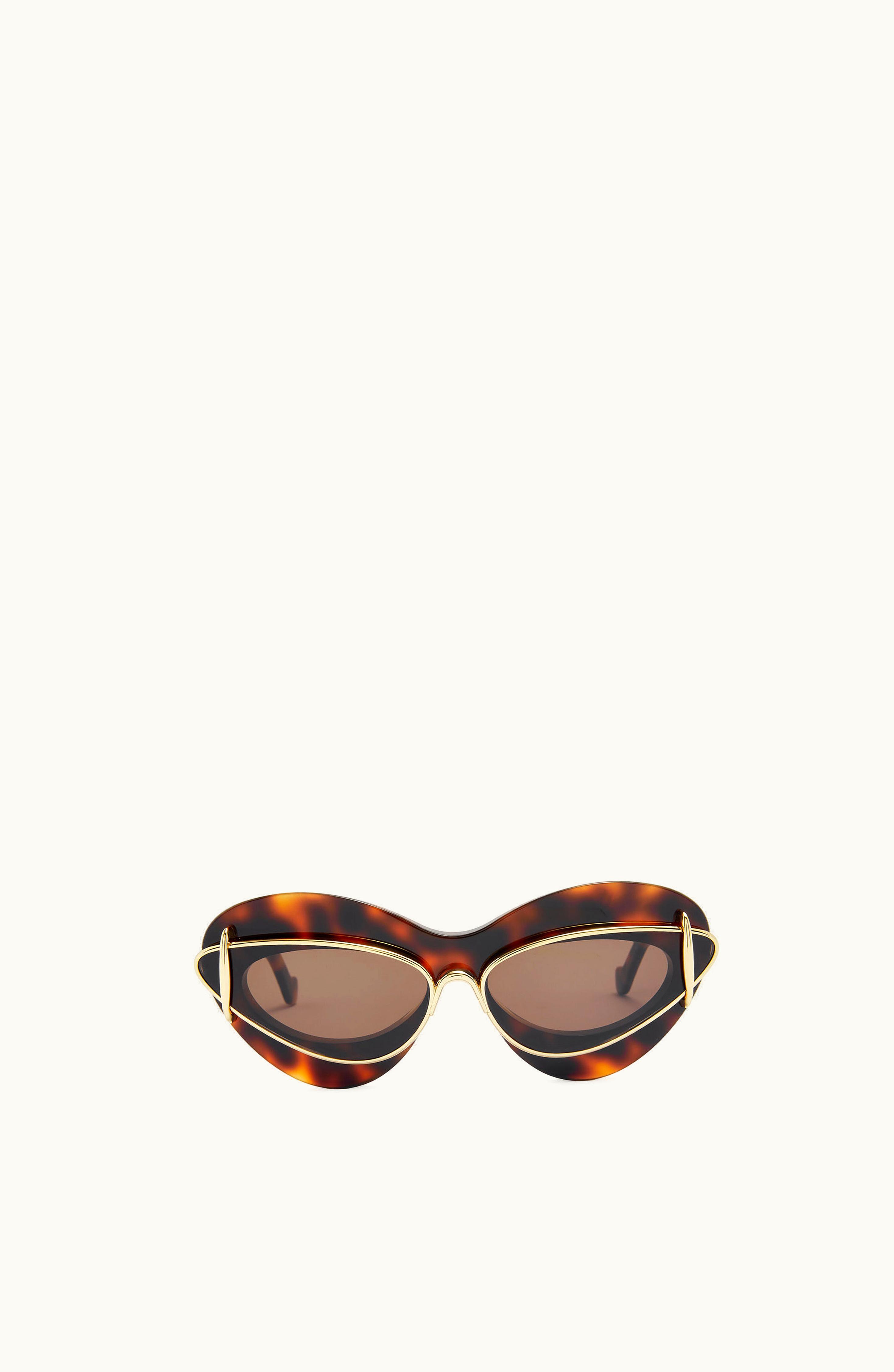 Loewe Loewe Cateye Double Frame Sunglasses In Acetate And Metal Dark Havana
