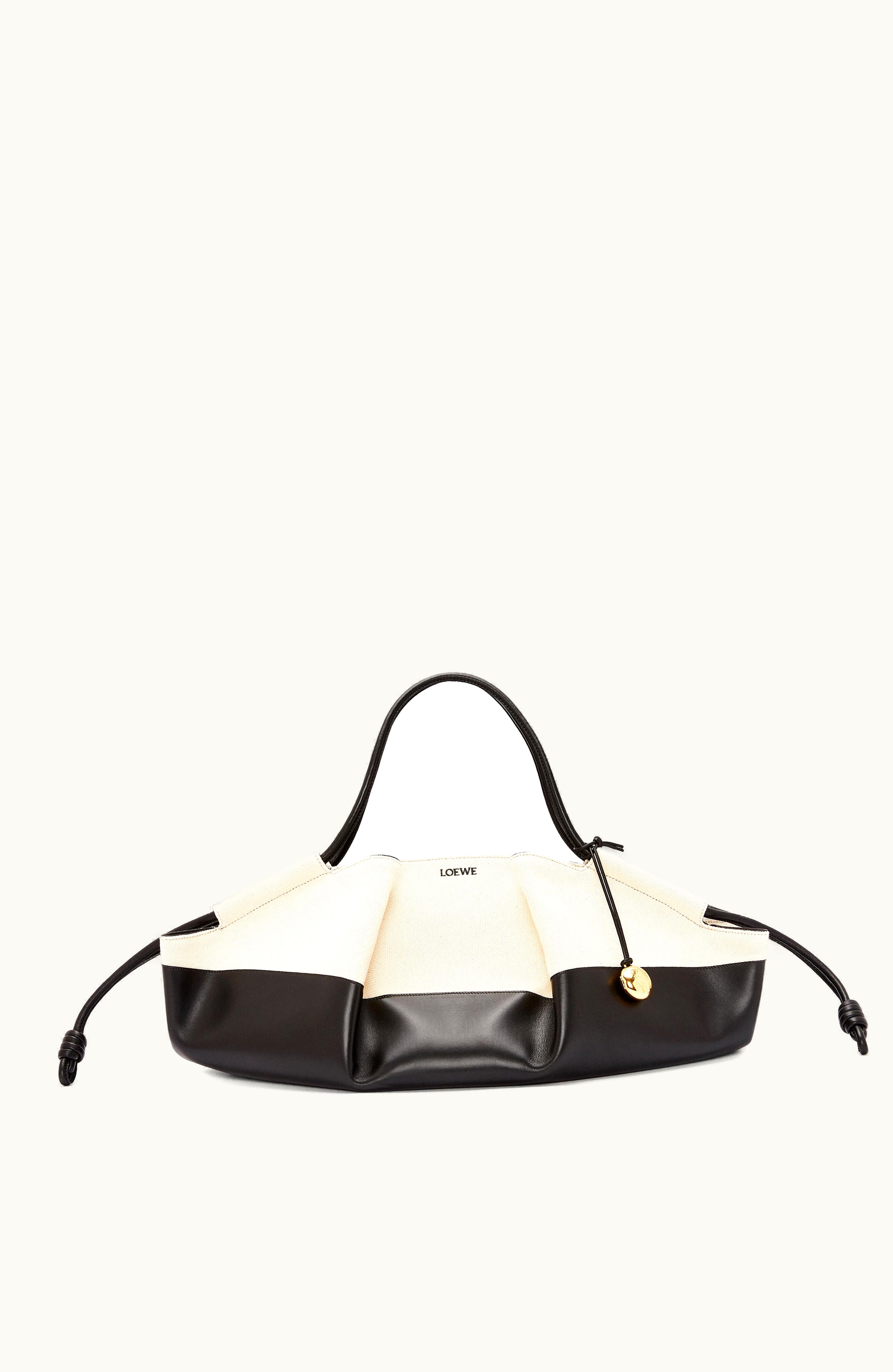 Loewe Loewe XL Paseo Bag In Shiny Nappa Calfskin And Canvas Natural / Black