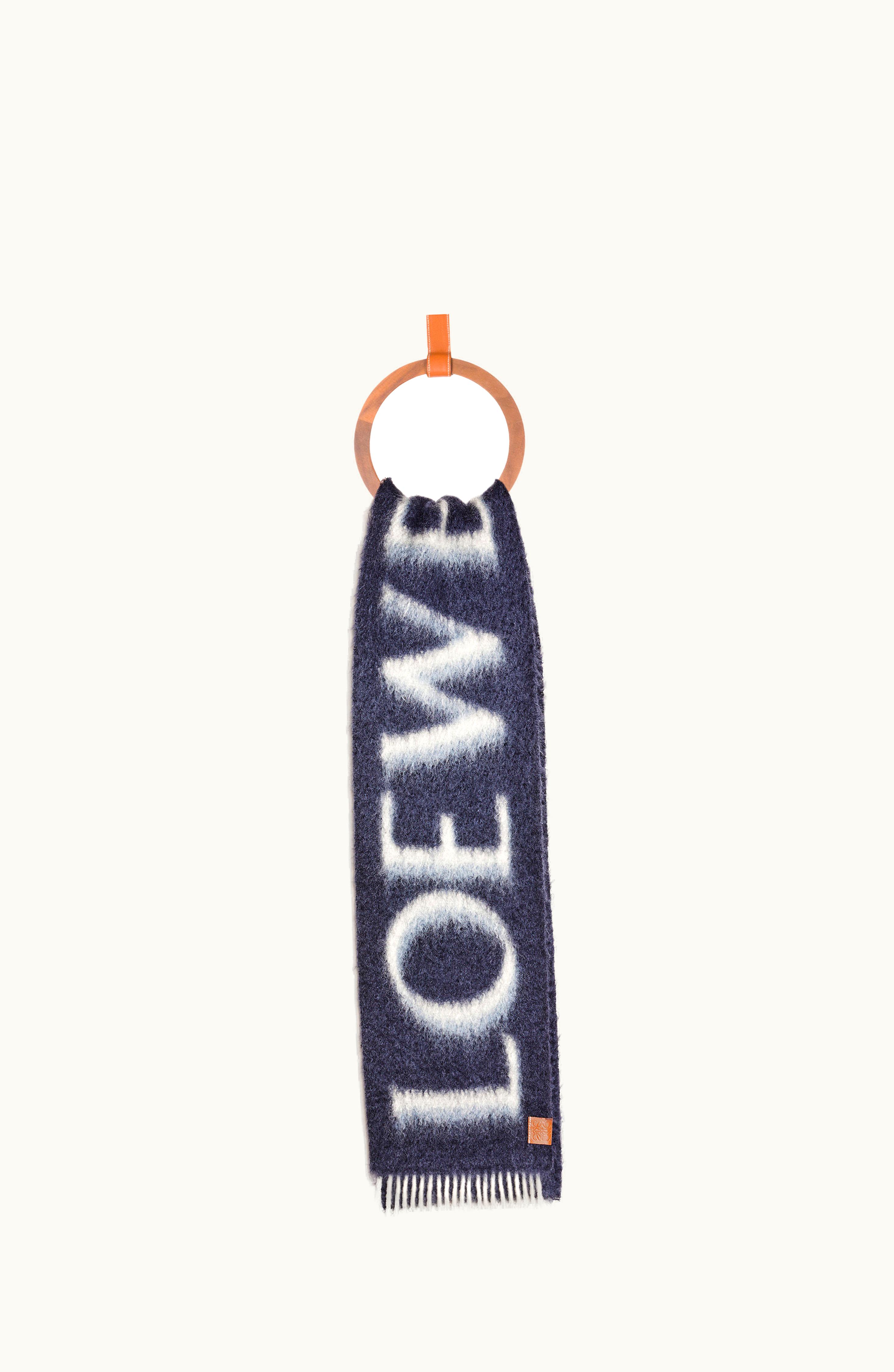 Loewe Loewe Scarf In Wool And Mohair Navy / Grey