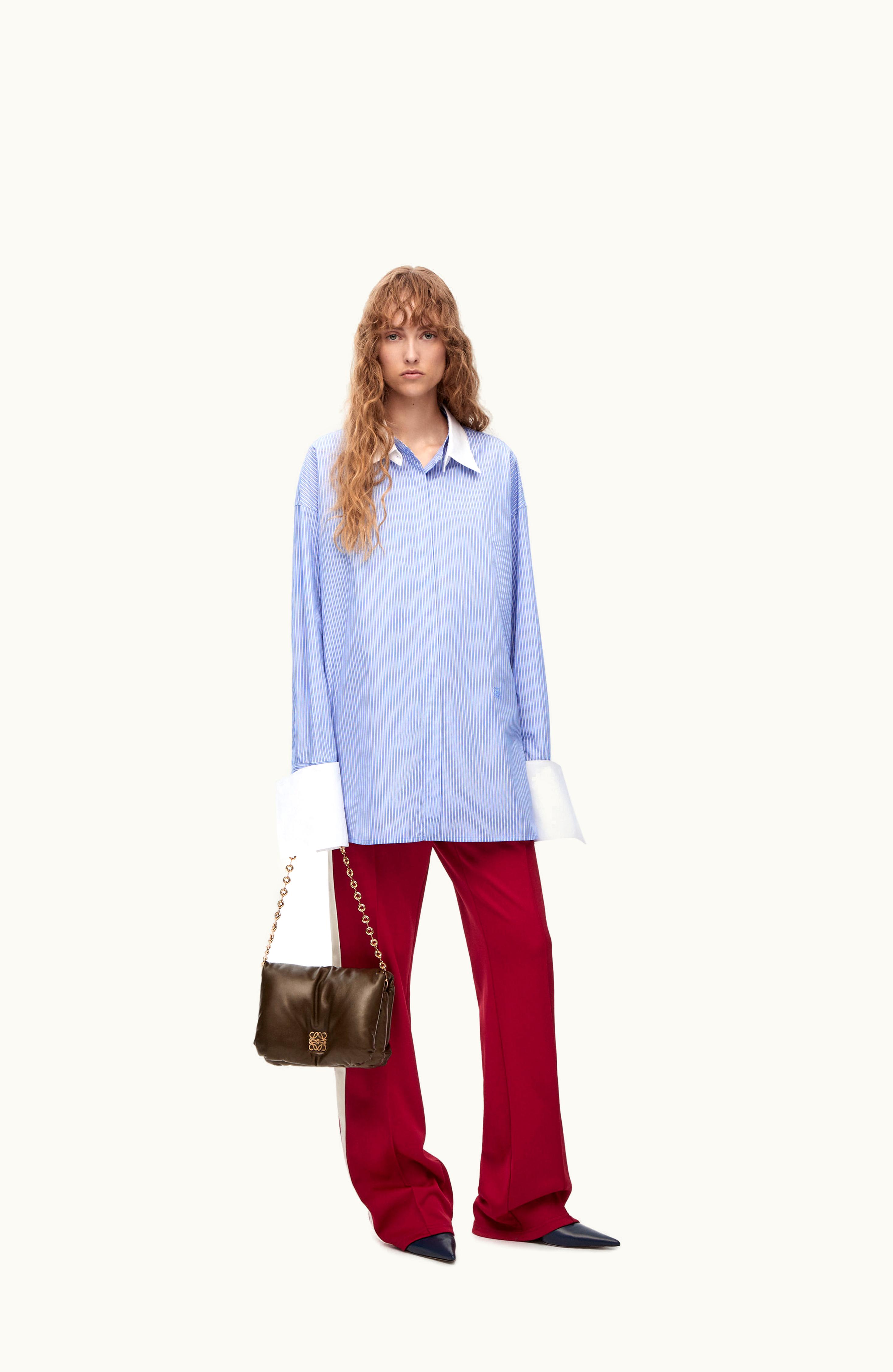 Loewe Loewe Deconstructed Shirt In Striped Cotton Blue / White