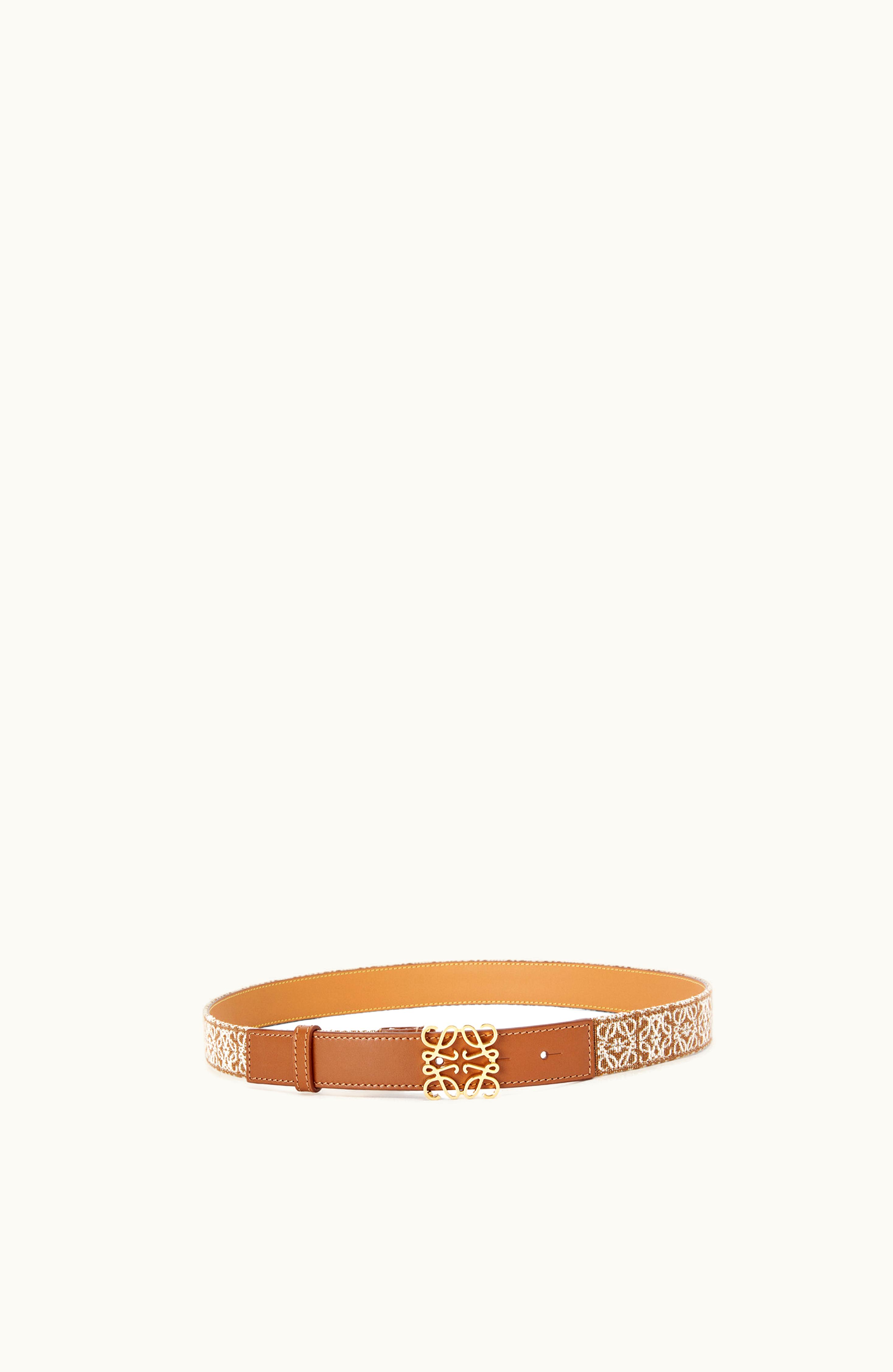 Loewe Loewe Anagram Belt In Jacquard And Calfskin Tan / Gold