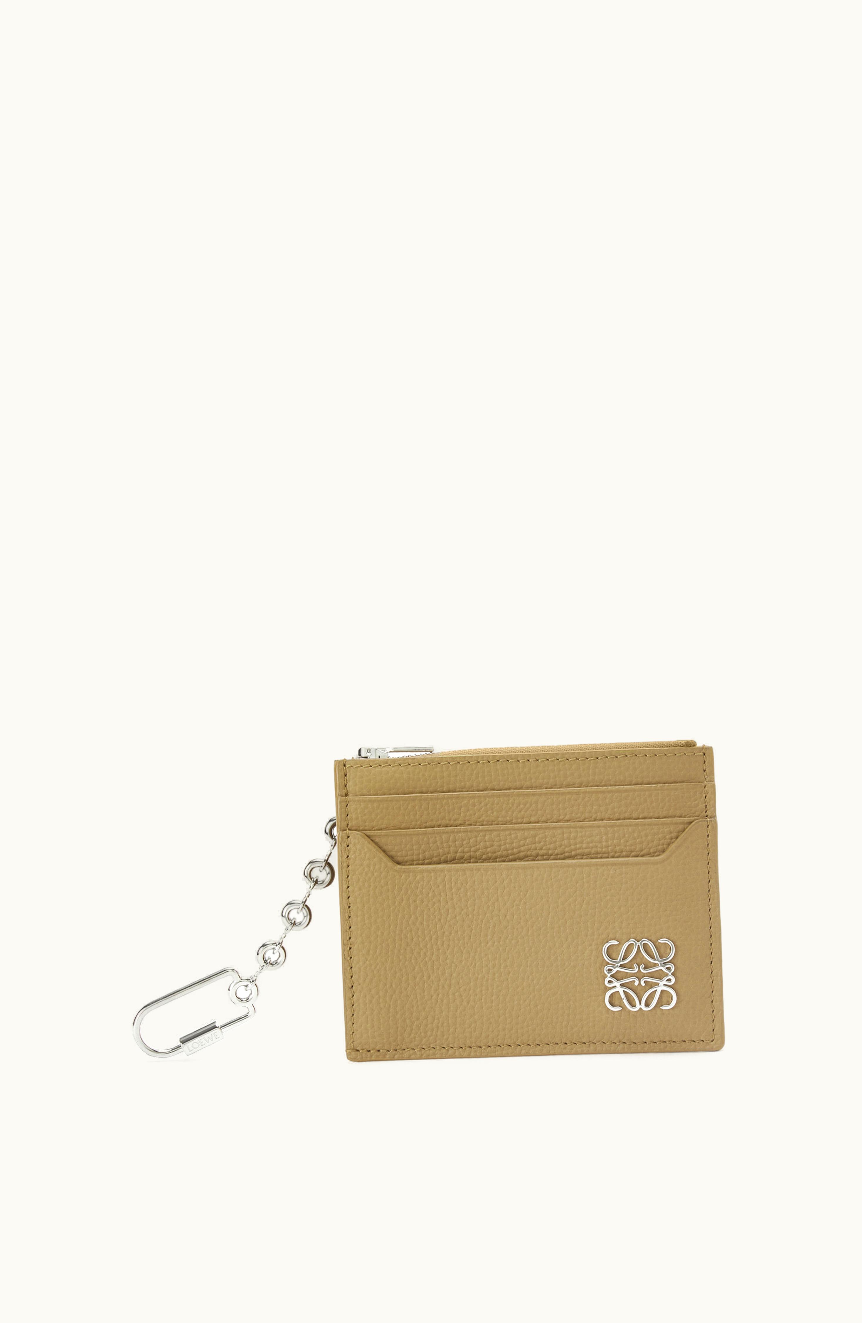 Loewe Loewe Anagram Square Cardholder In Pebble Grain Calfskin With Chain Artichoke Green