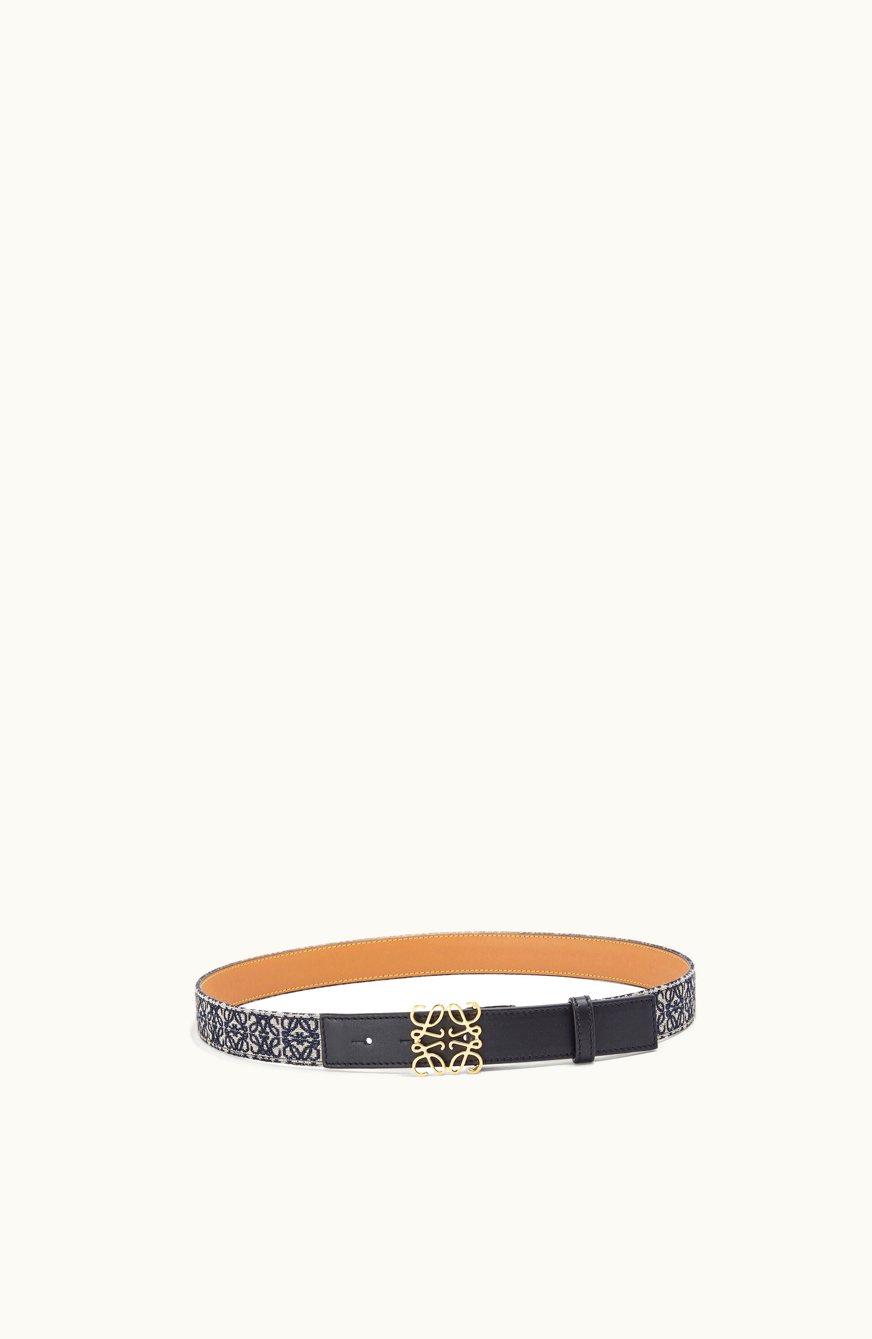 Loewe Loewe Anagram Belt In Jacquard And Calfskin Black / Gold