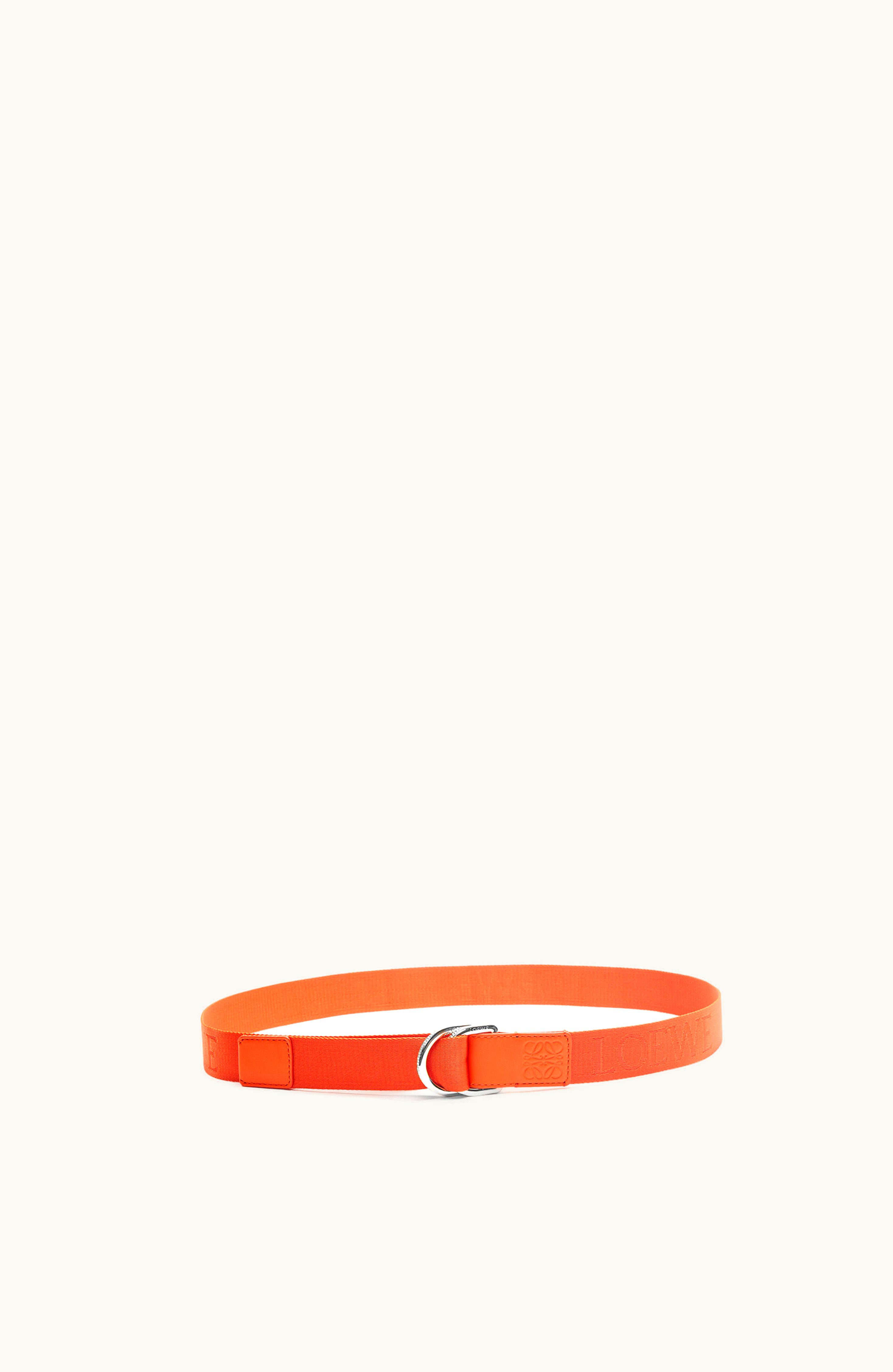 Loewe Loewe D-ring Webbing Belt In Nylon And Calfskin Orange / Palladium