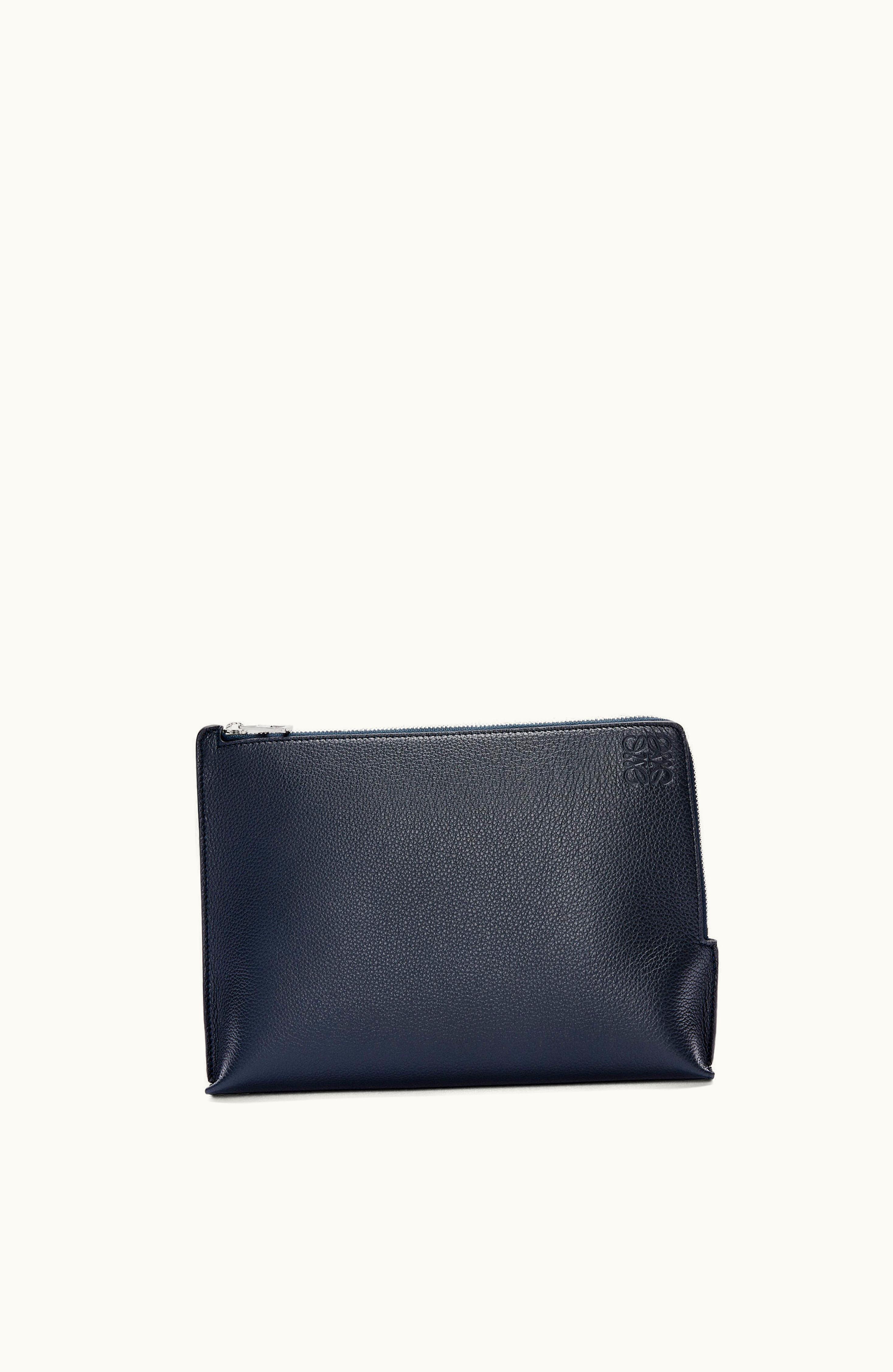 Loewe Loewe L Zip Pouch In Soft Grained Calfskin Deep Navy