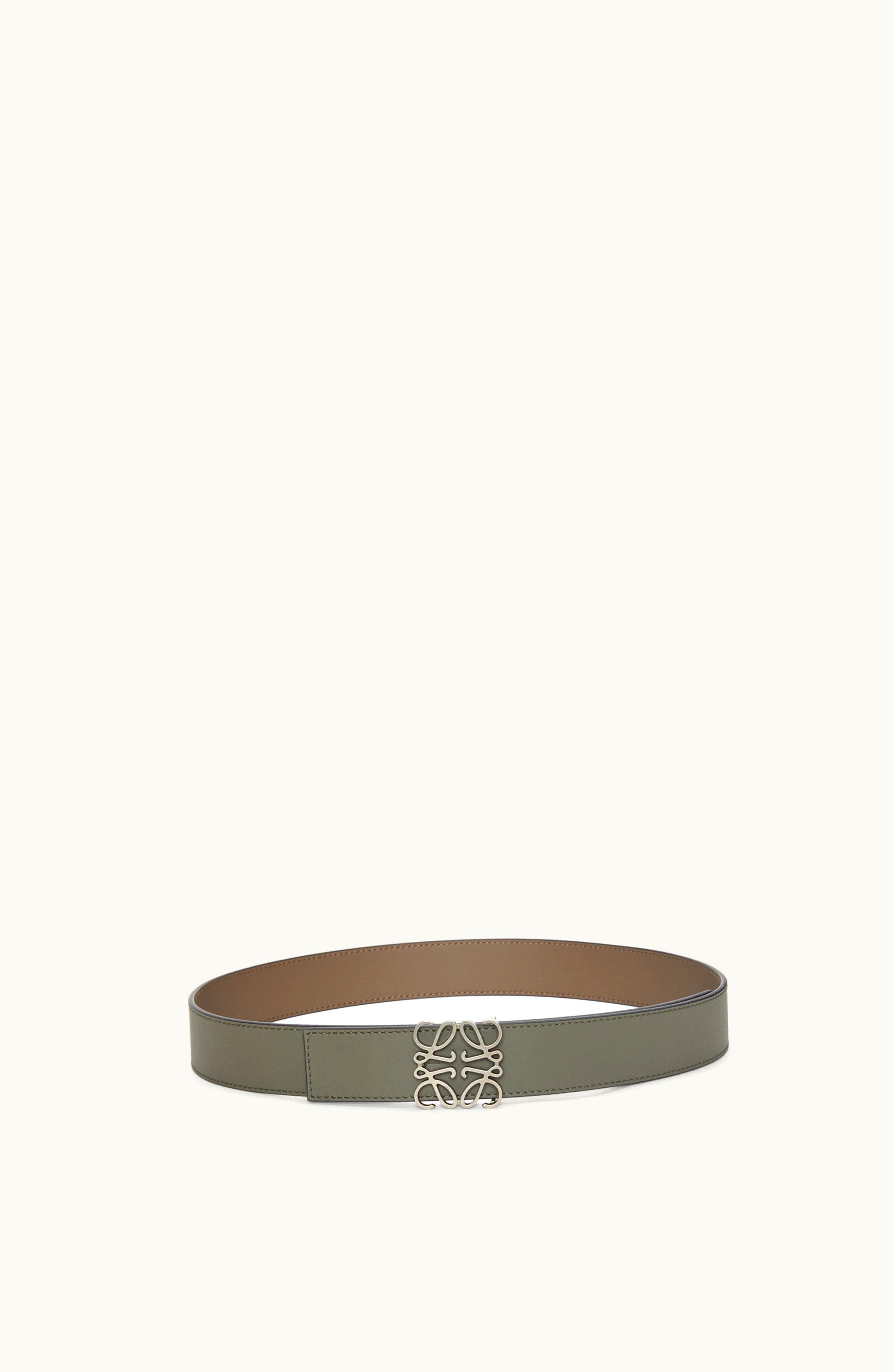 Loewe Loewe Anagram Reversible Belt In Smooth Calfskin Khaki Green / Winter Brown / Vinta