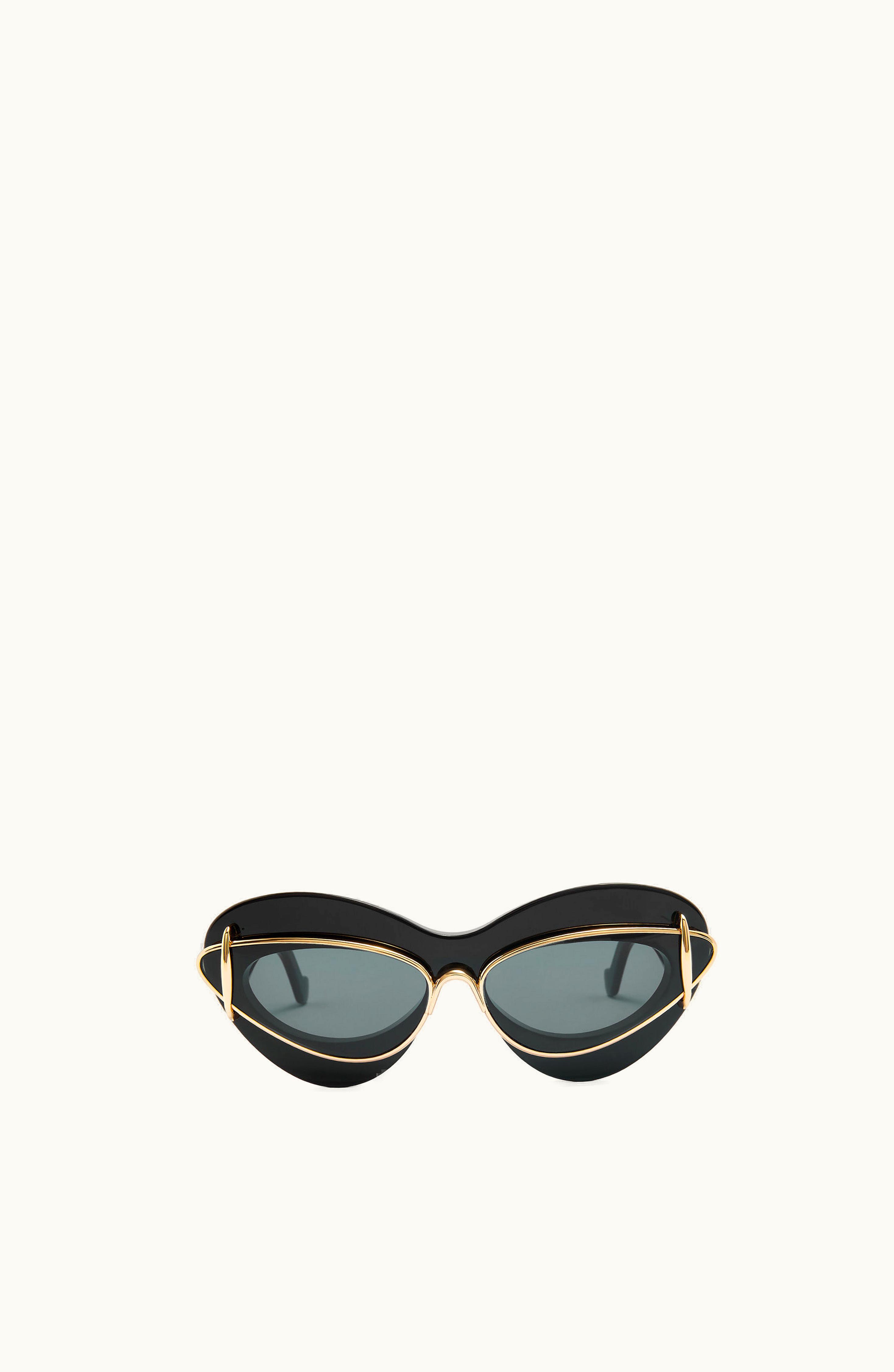 Loewe Loewe Cateye Double Frame Sunglasses In Acetate And Metal Shiny Black