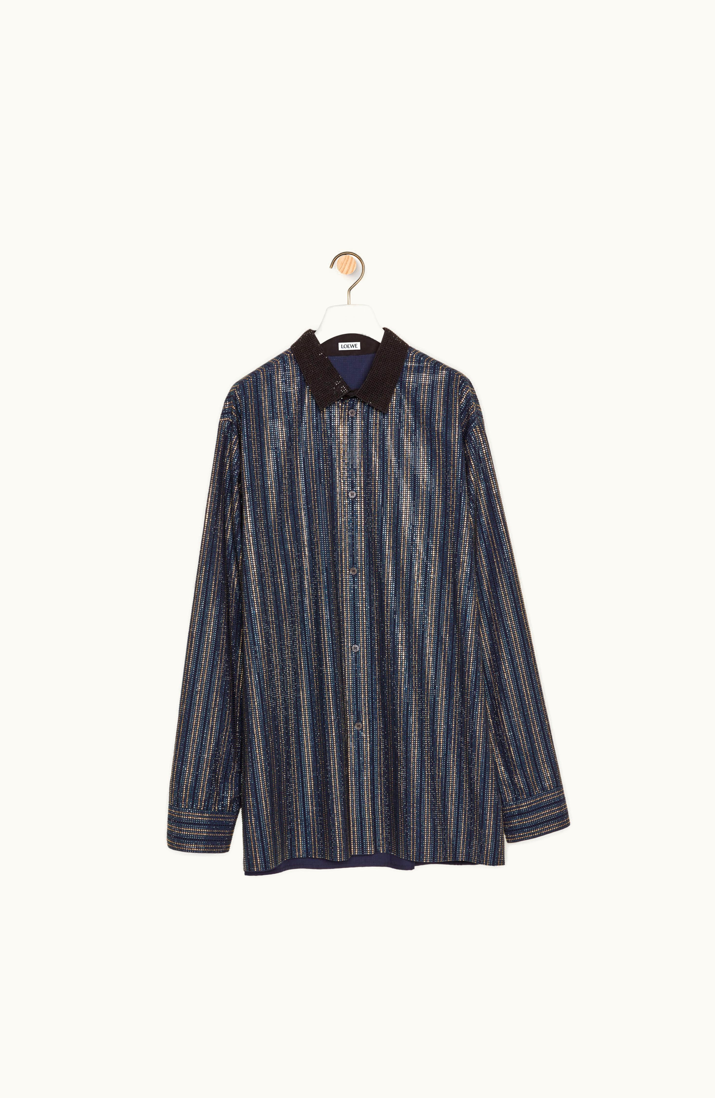 Loewe Loewe Embelisshed Shirt In Cotton Dark Navy / Grey / Black