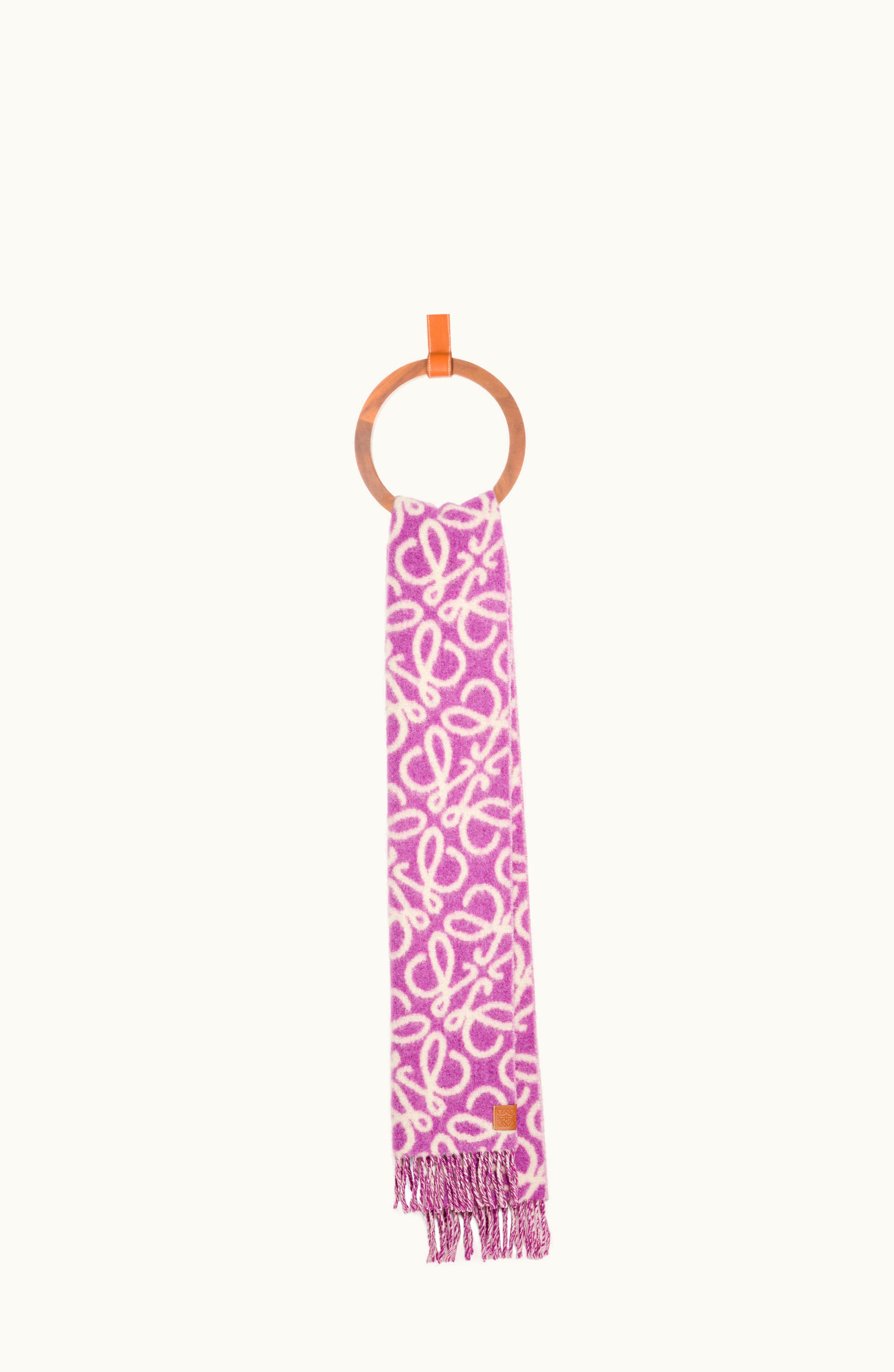 Loewe Loewe Anagram Scarf In Alpaca And Wool Purple / Beige Mist