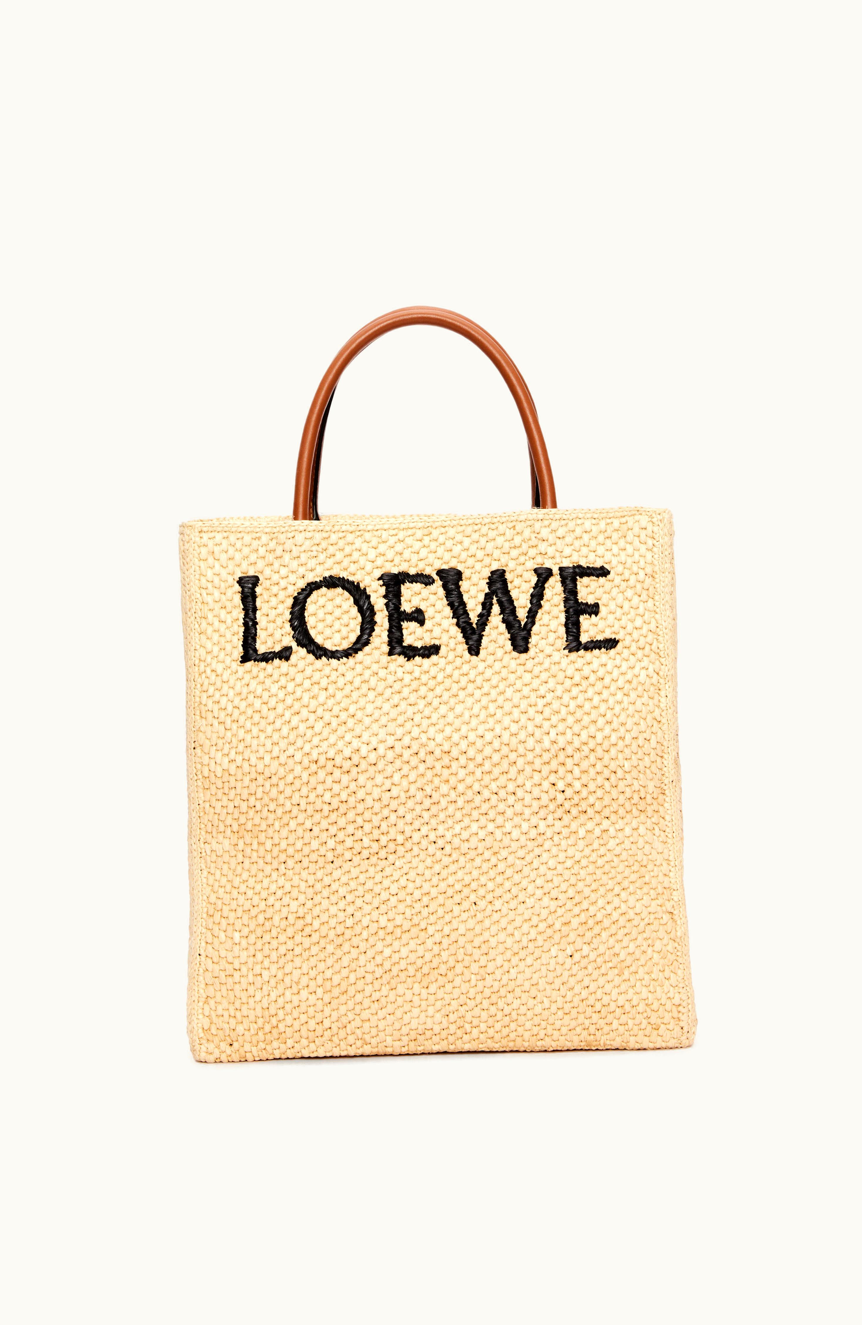 Loewe Loewe Standard A4 Tote Bag In Raffia Natural / Black