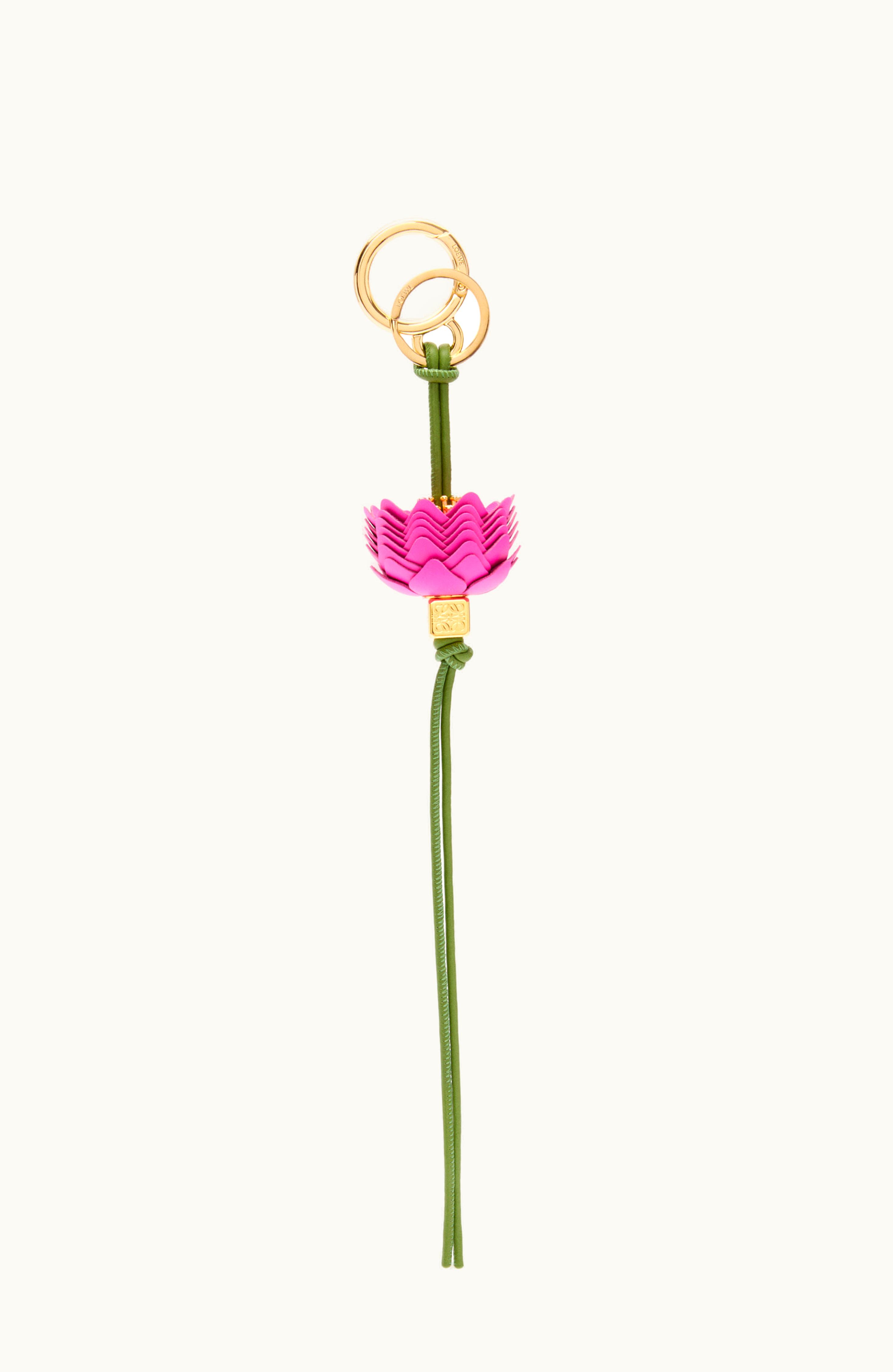 Loewe Loewe Flower Dice Charm In Classic Calfskin And Brass Fuchsia