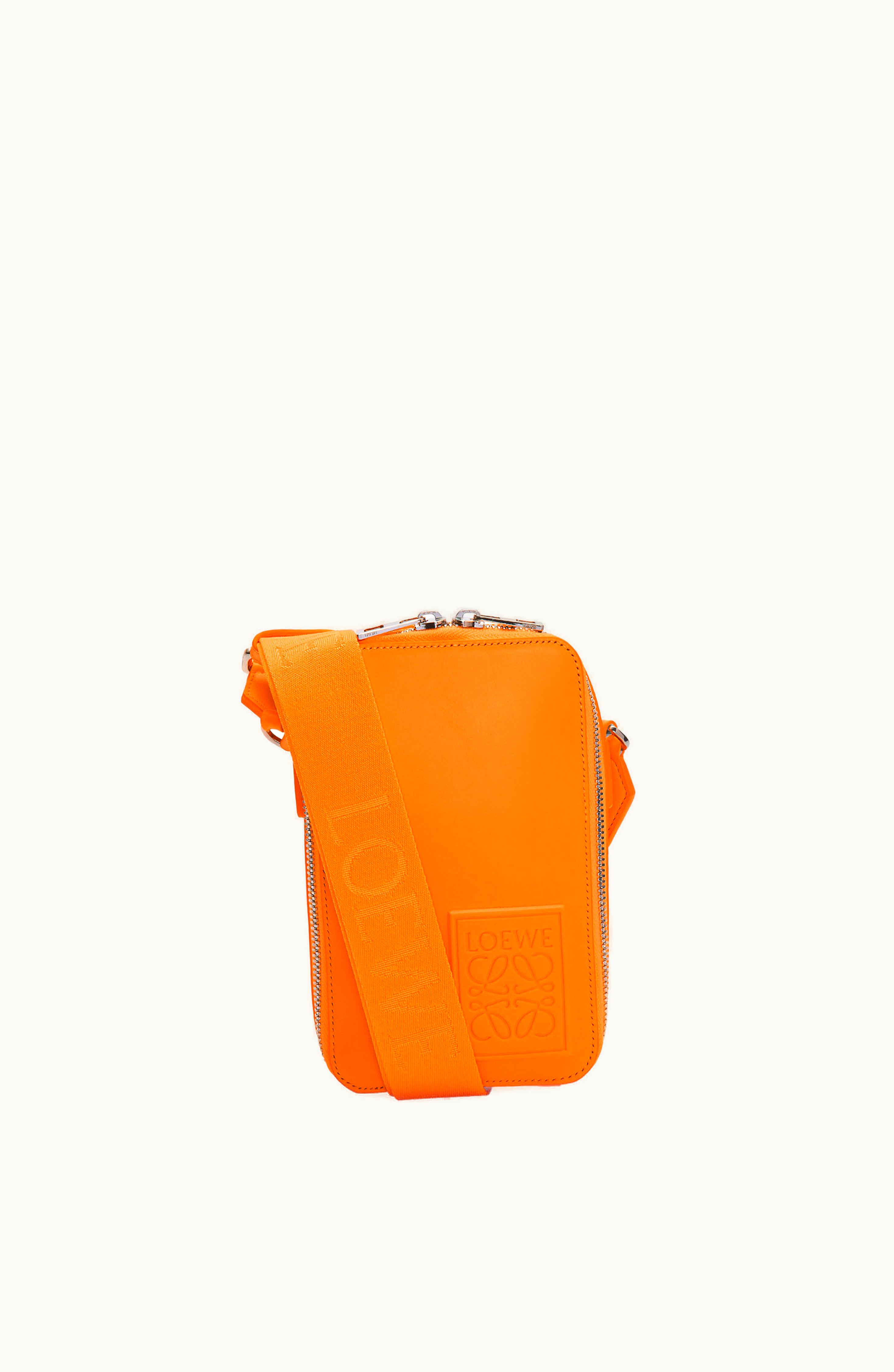 Loewe Loewe Vertical Crossbody Pocket In Satin Calfskin Bright Orange