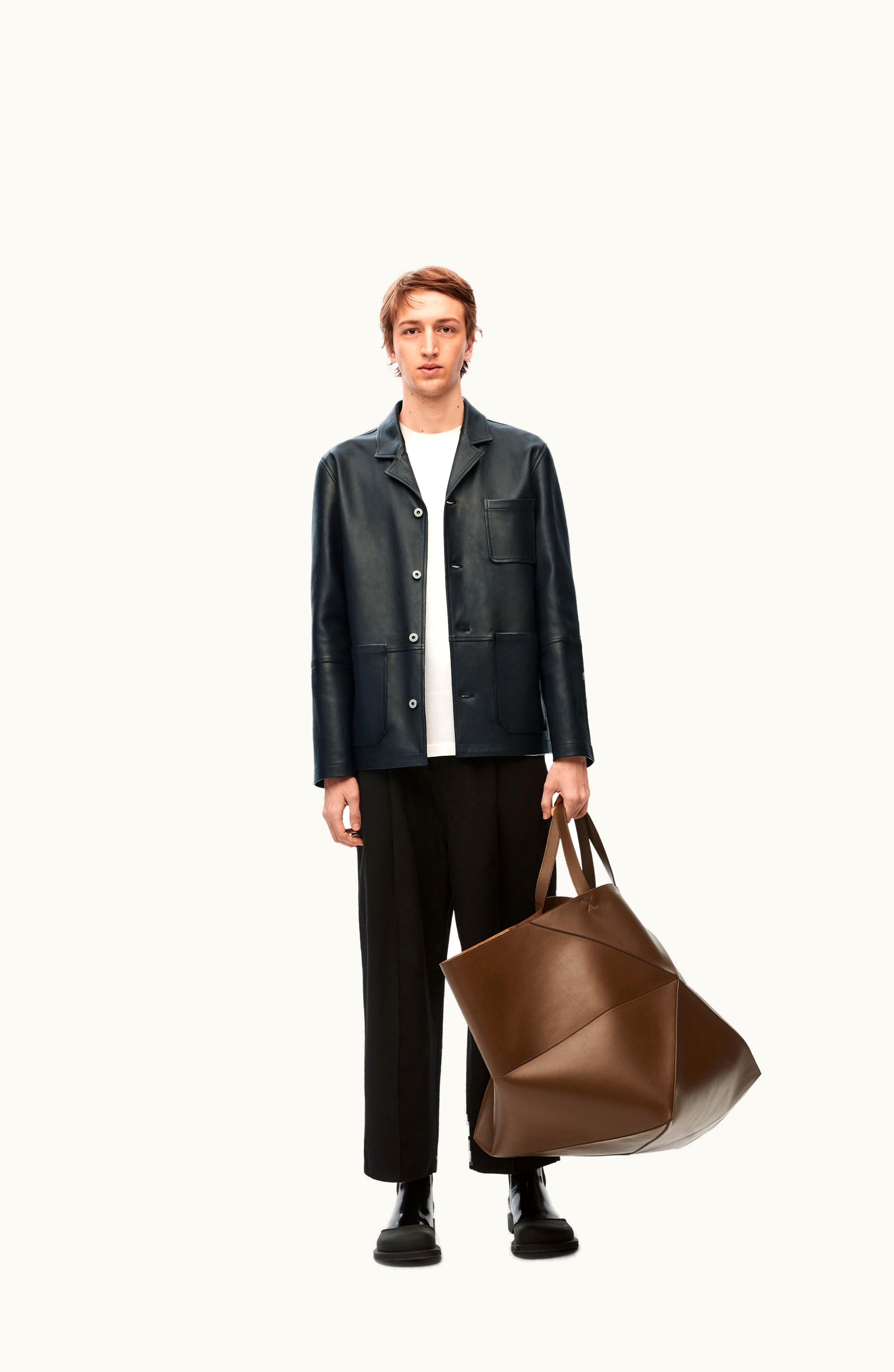 Loewe Loewe Workwear Jacket In Nappa Lambskin Dark Navy