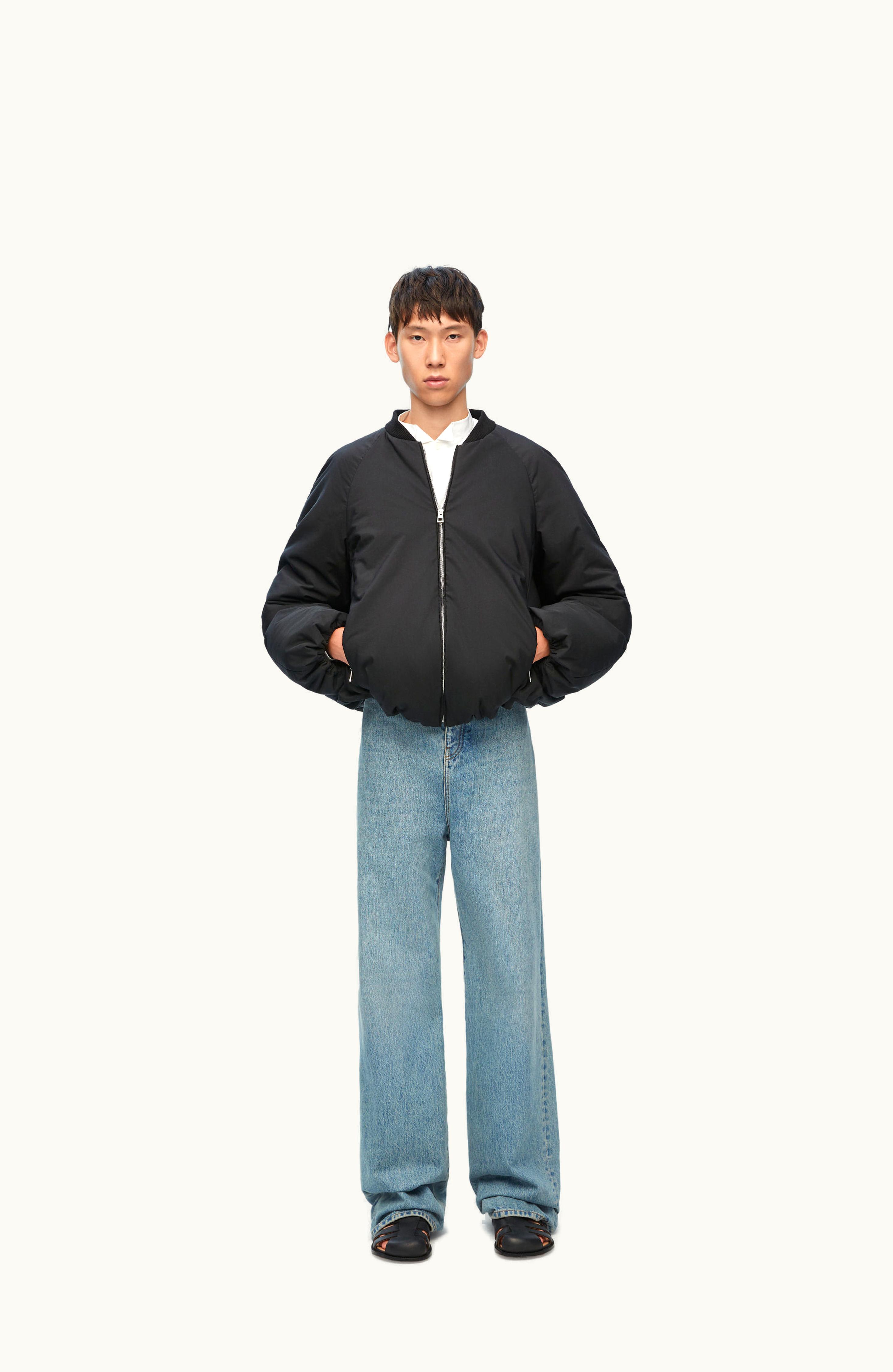Loewe Loewe Padded Bomber Jacket In Technical Cotton Black
