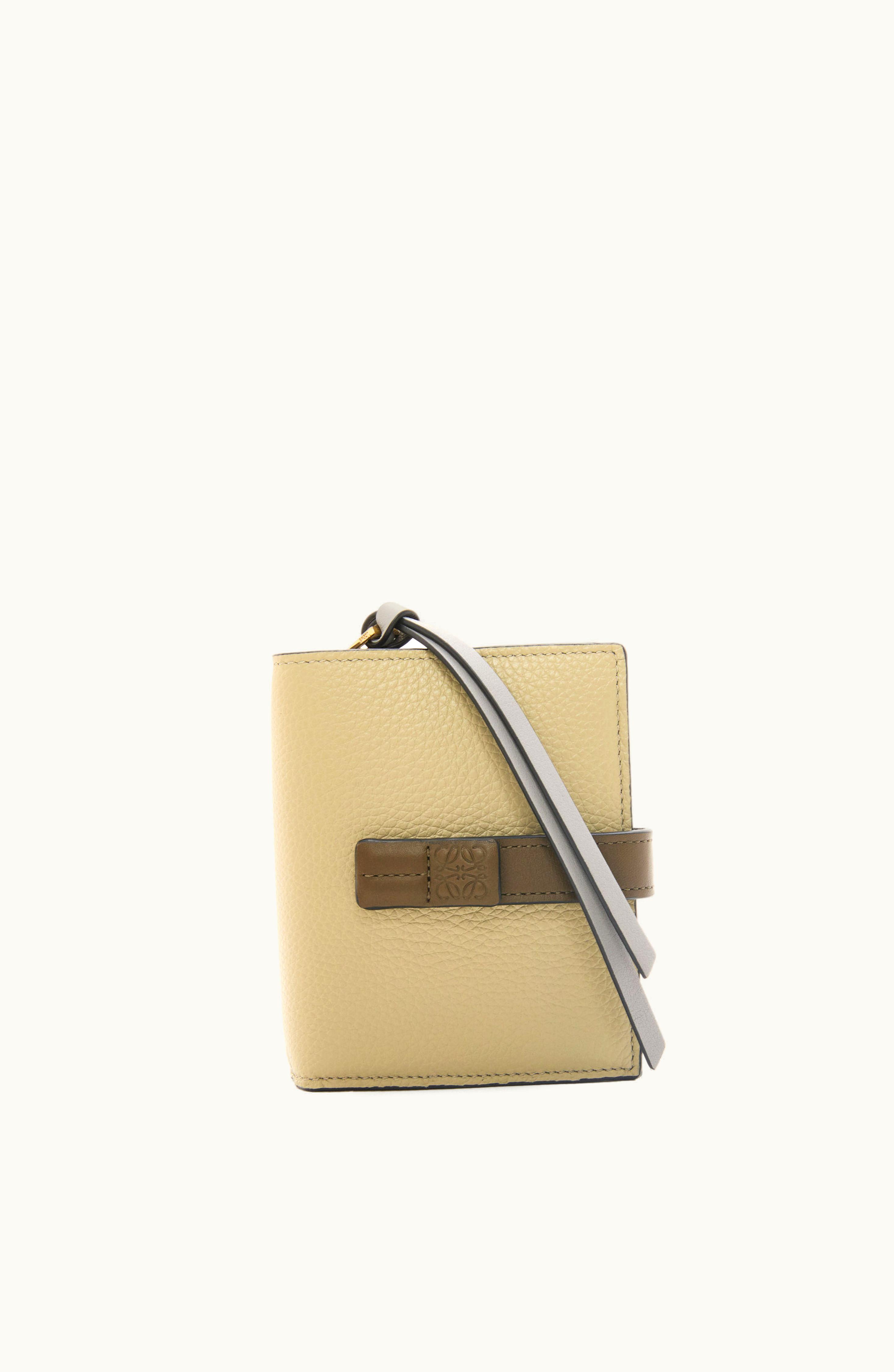 Loewe Loewe Compact Zip Wallet In Soft Grained Calfskin Sage Green / Dark Khaki Green