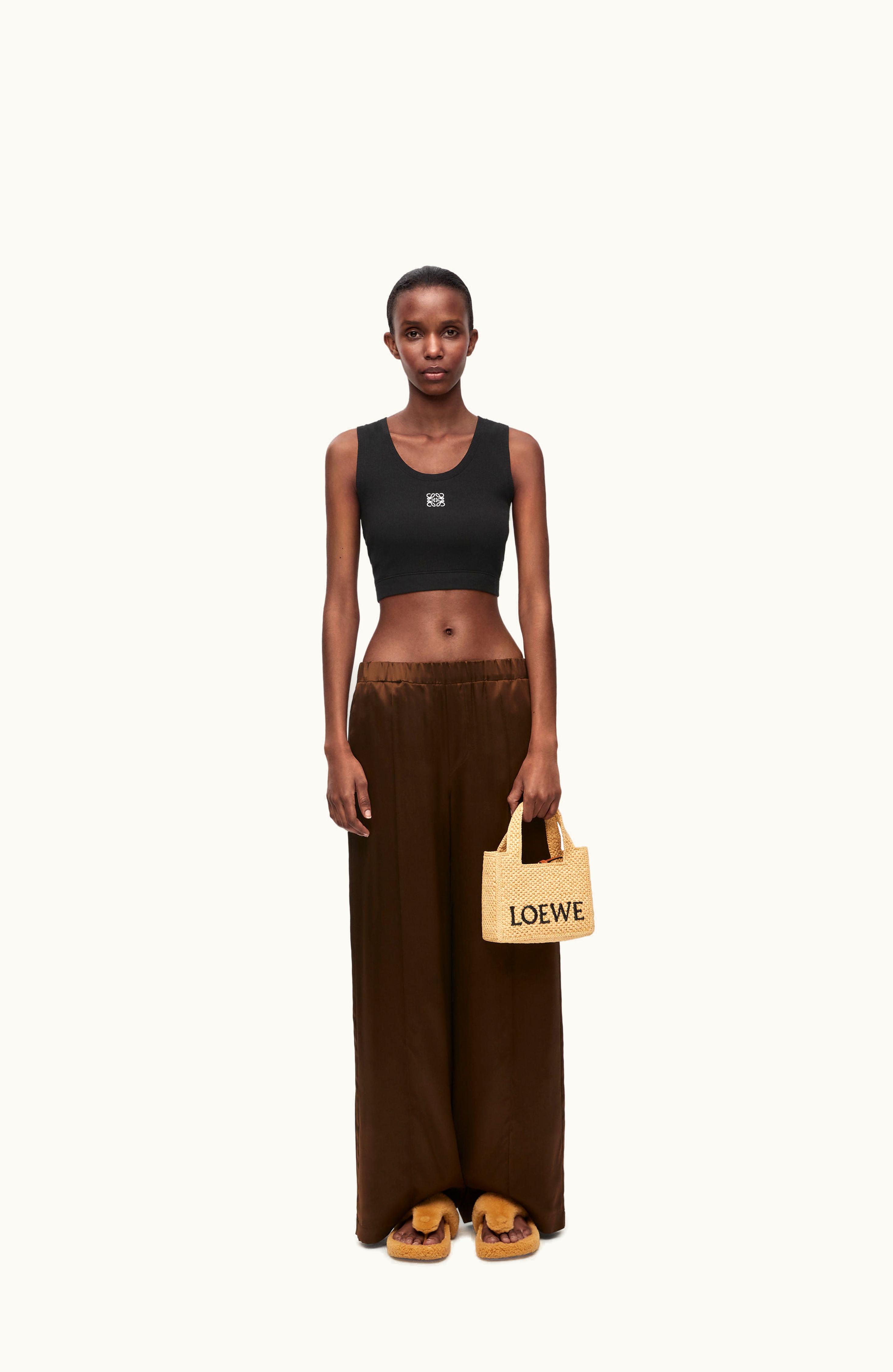 Loewe Loewe Cropped Anagram Tank Top In Cotton Black / White