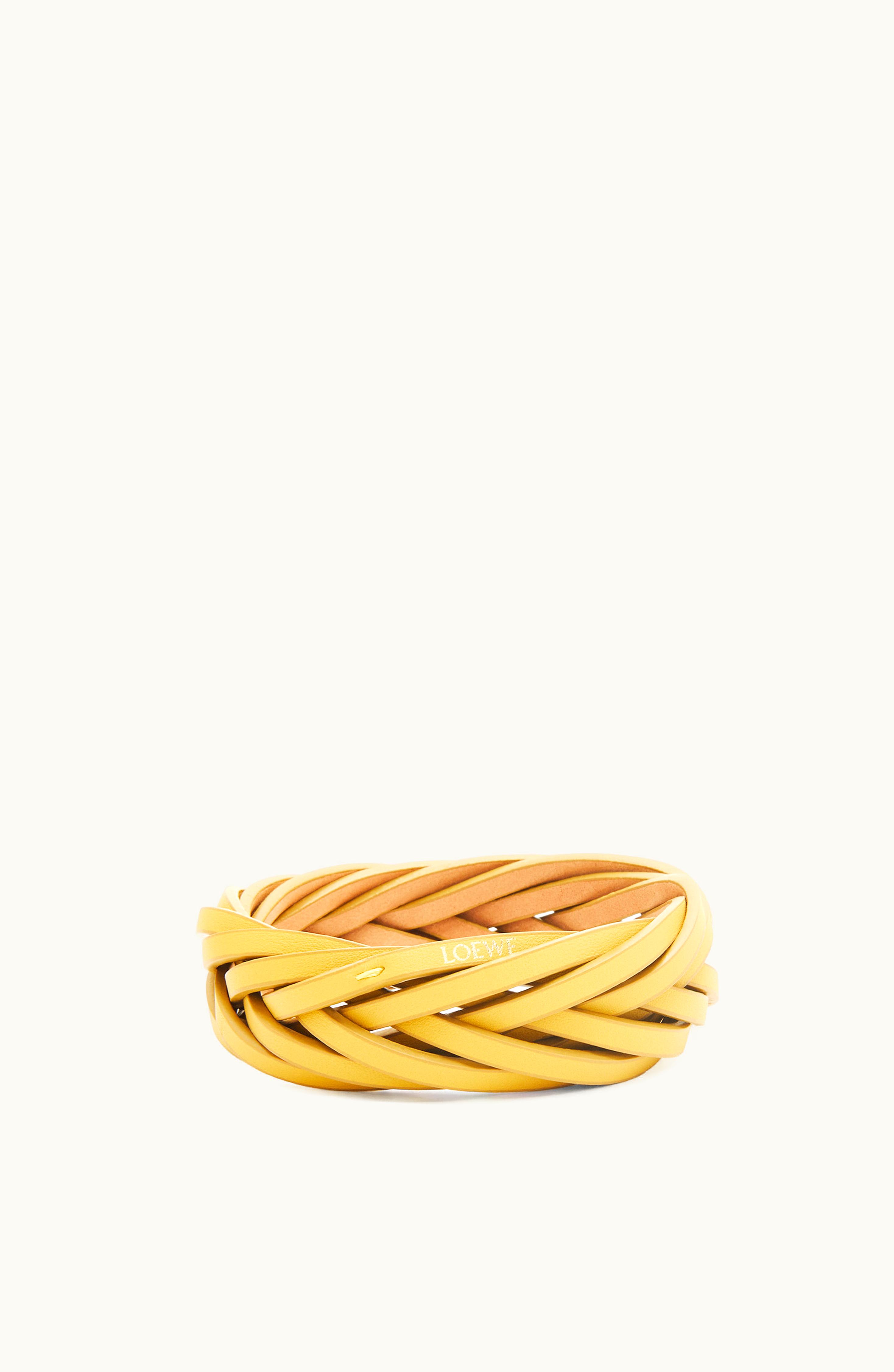 Loewe Loewe Braided Bangle In Classic Calfskin Dark Yellow