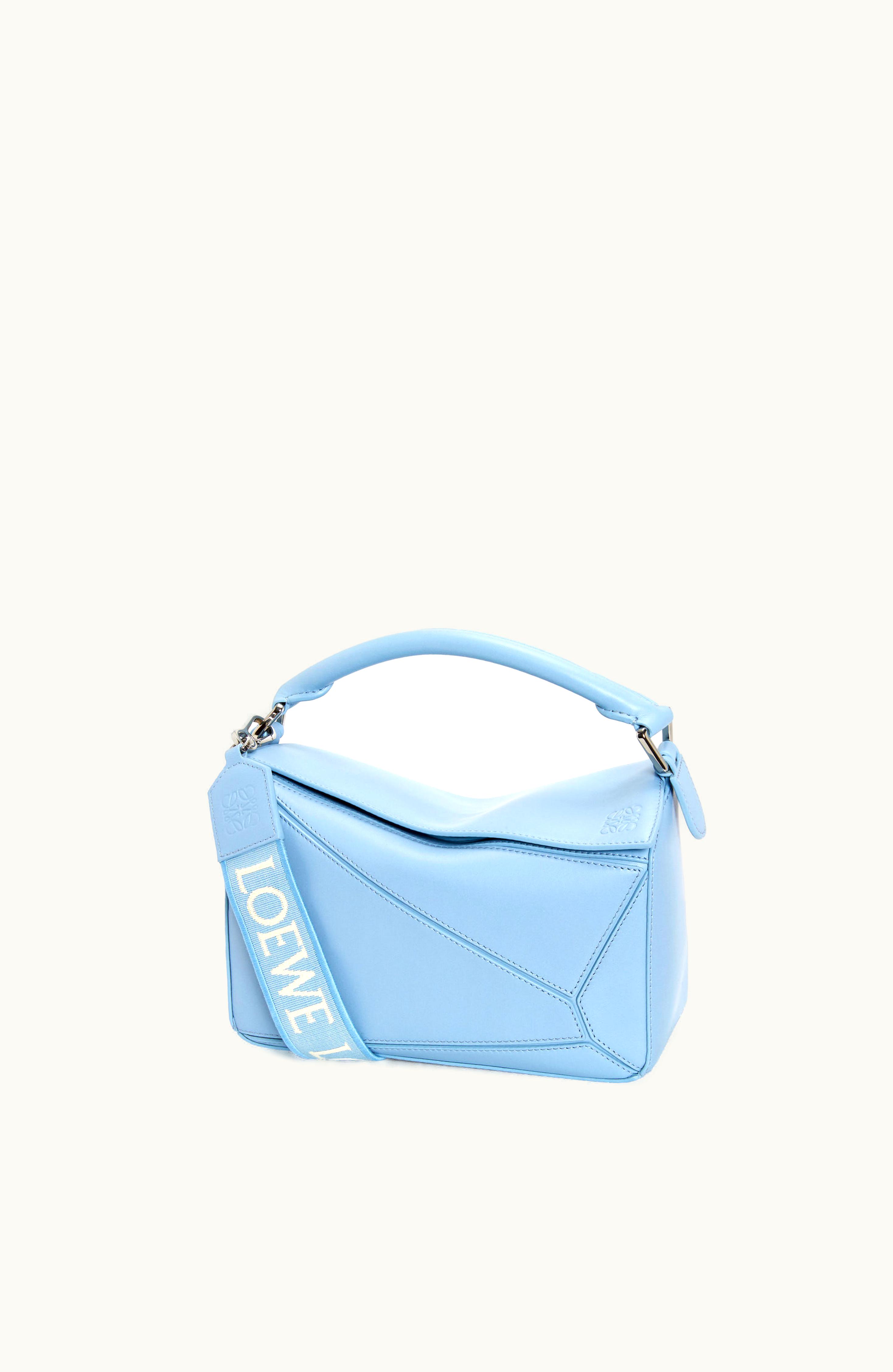 Loewe Loewe Small Puzzle Bag In Satin Calfskin Dusty Blue