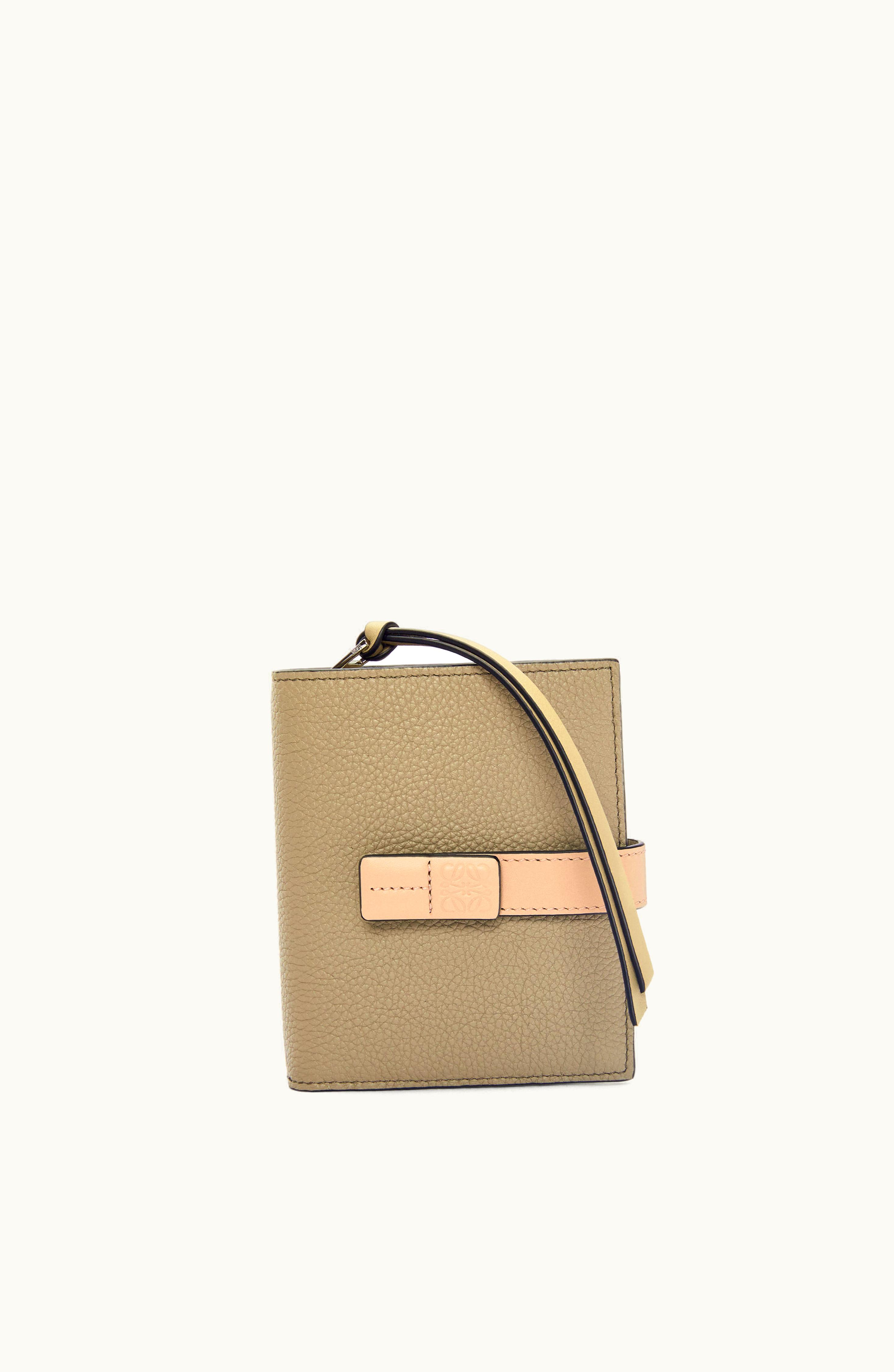 Loewe Loewe Compact Zip Wallet In Soft Grained Calfskin Artichoke Green / Dusty Beige