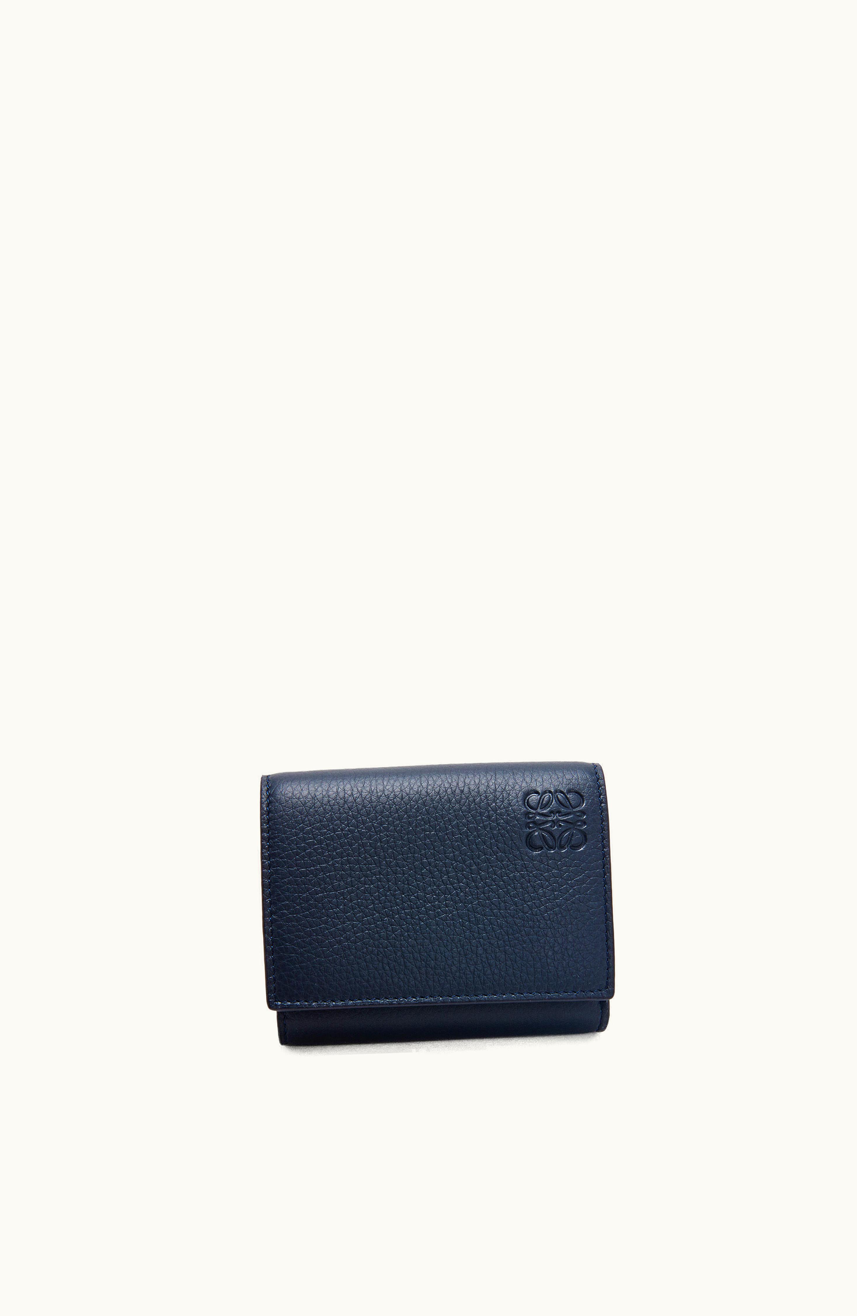 Loewe Loewe Trifold Wallet In Soft Grained Calfskin Deep Navy
