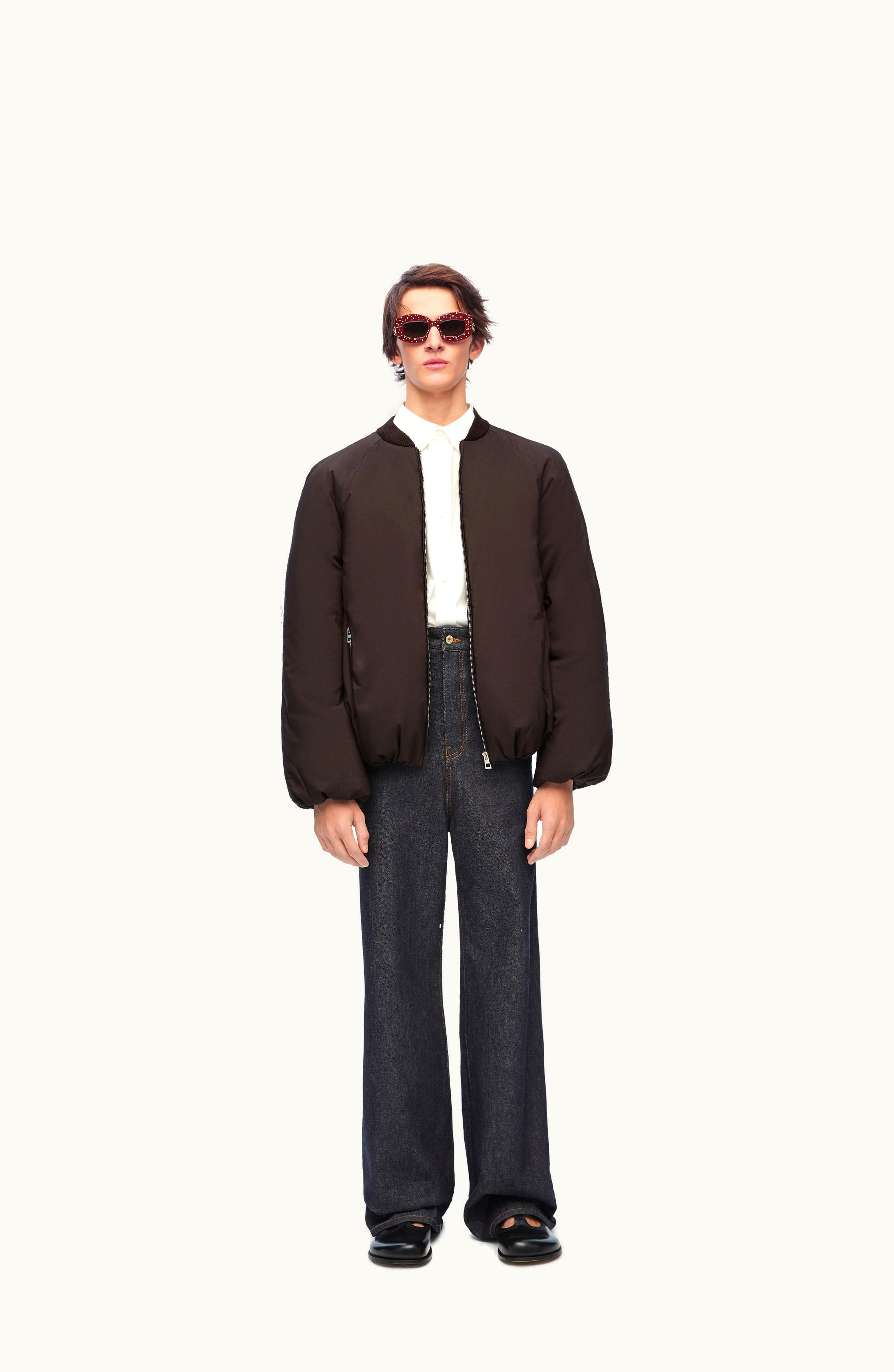 Loewe Loewe Padded Bomber Jacket In Technical Cotton Coffee Bean
