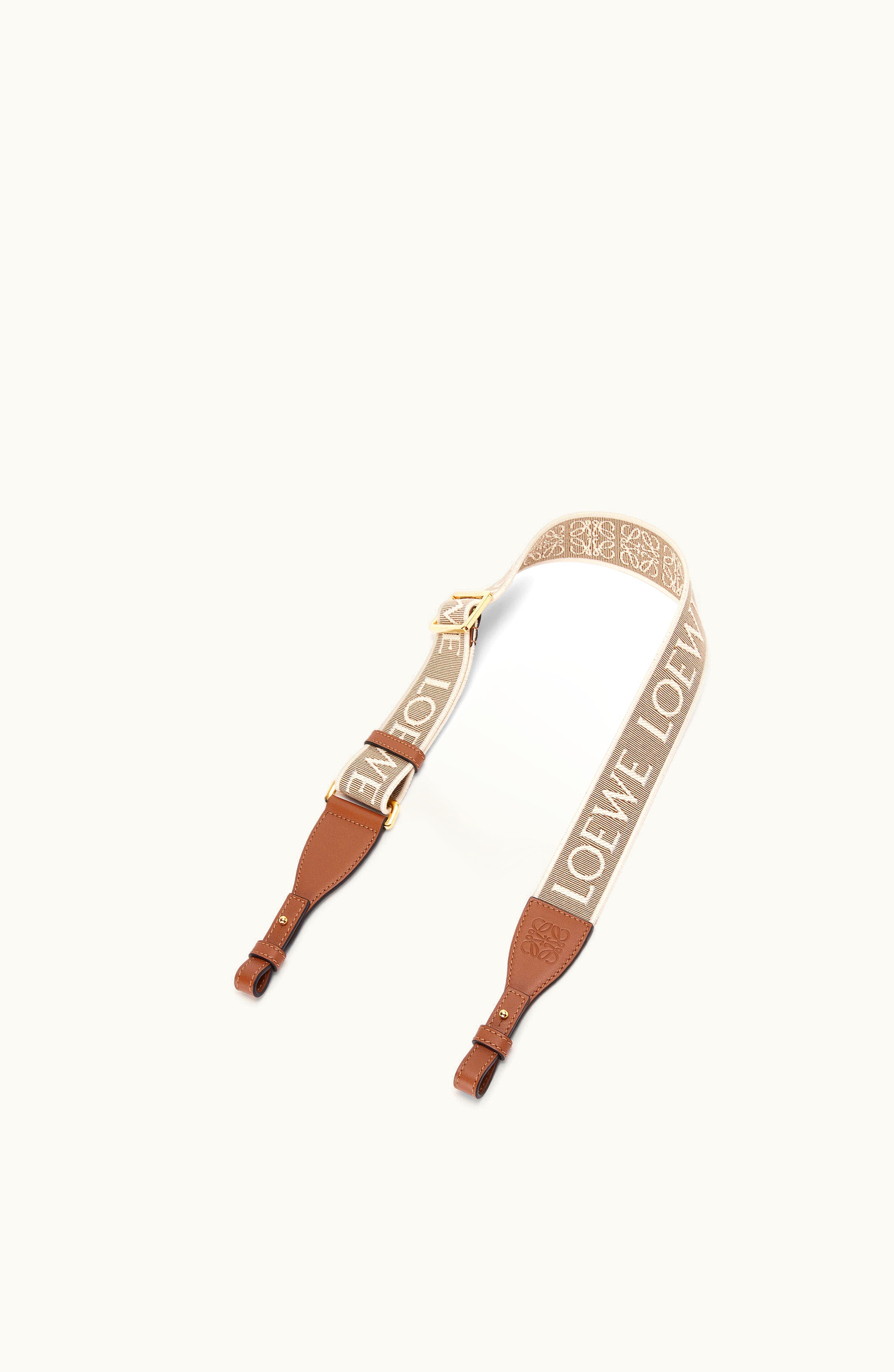 Loewe Loewe Anagram Loop Strap In Jacquard And Calfskin Natural / Tan