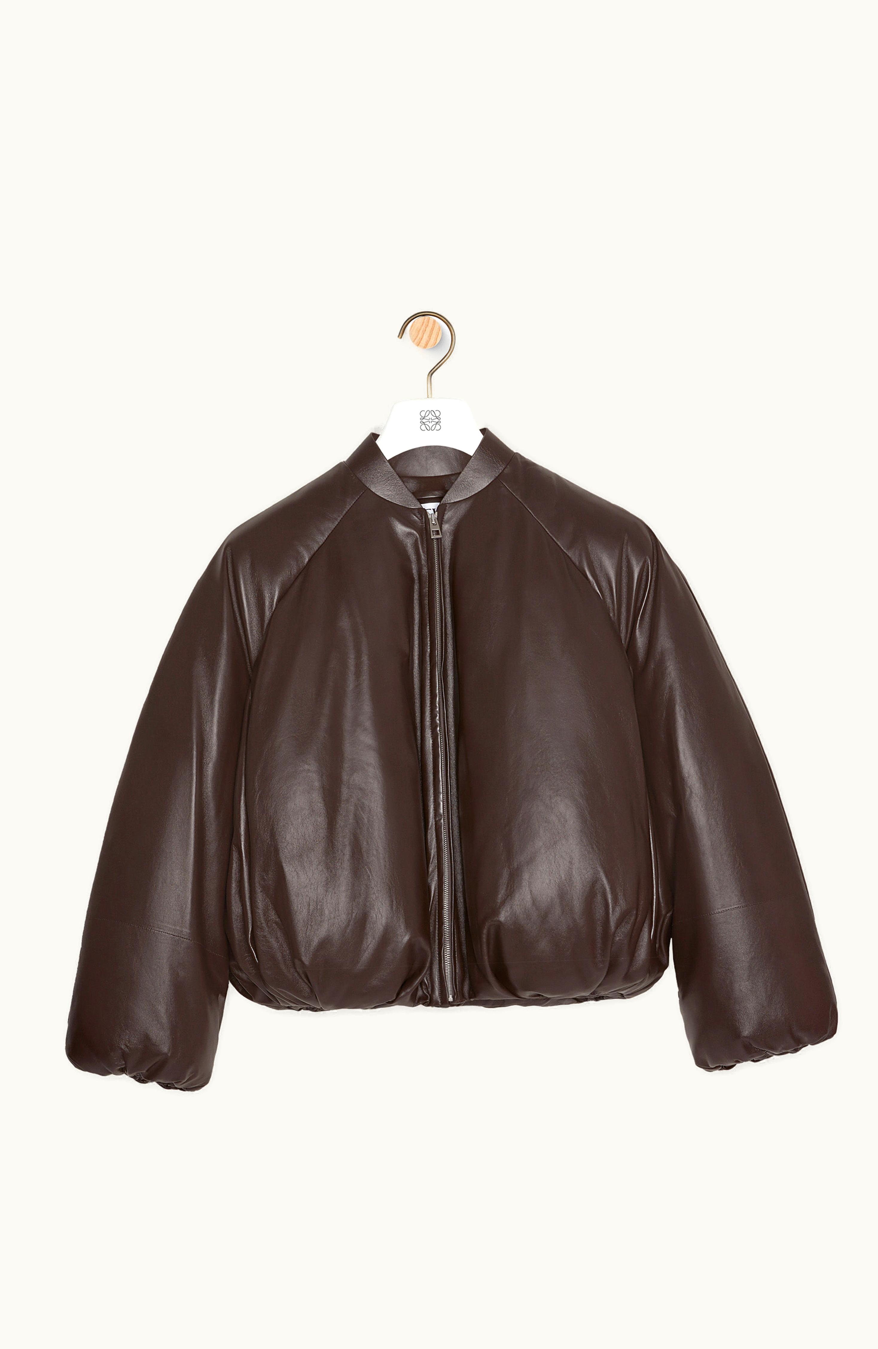 Loewe Loewe Padded Bomber Jacket In Nappa Lambskin Dark Brown