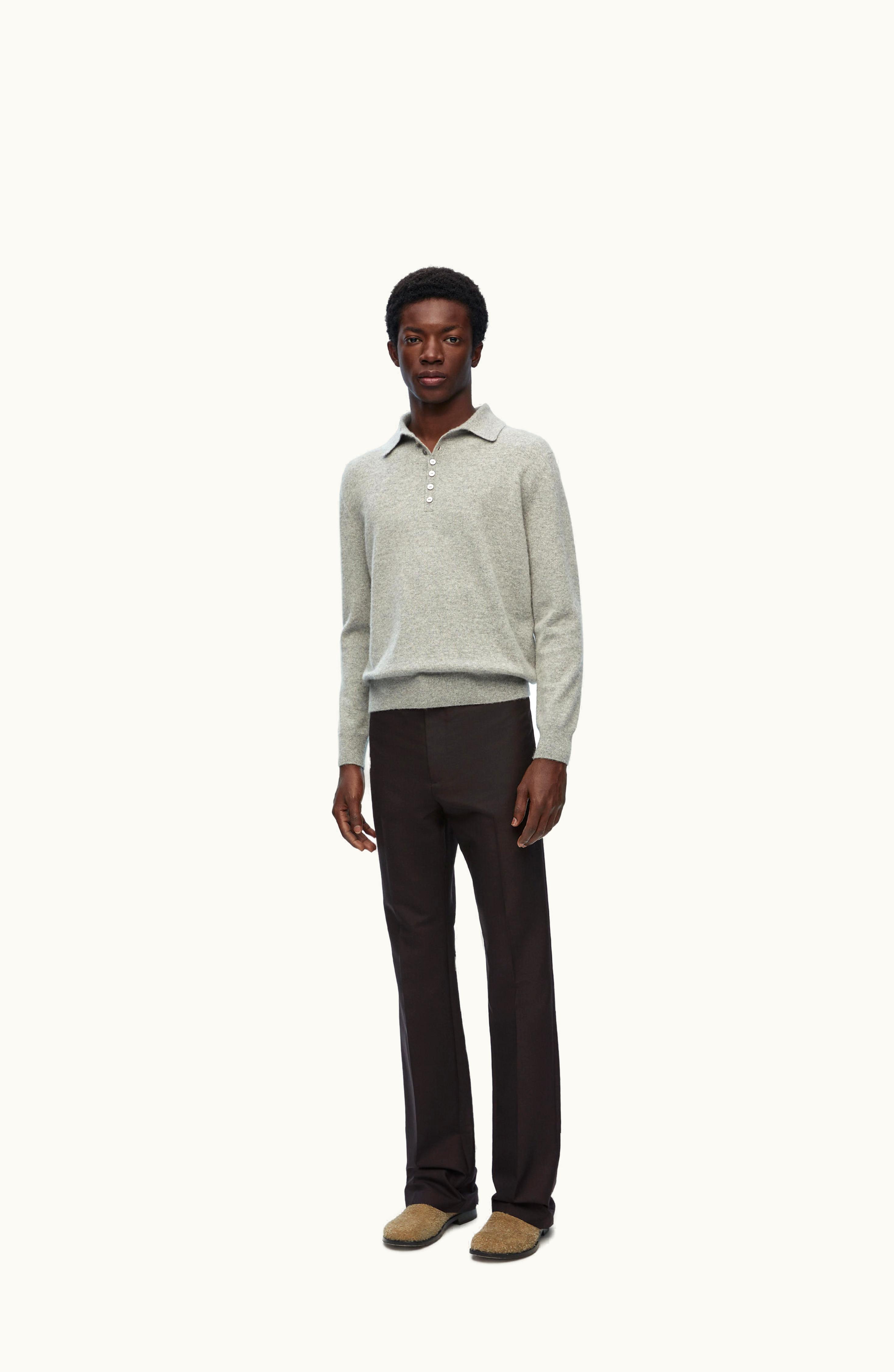 Loewe Loewe Anagram Embroidered Bootleg Trousers In Wool And Mohair Black