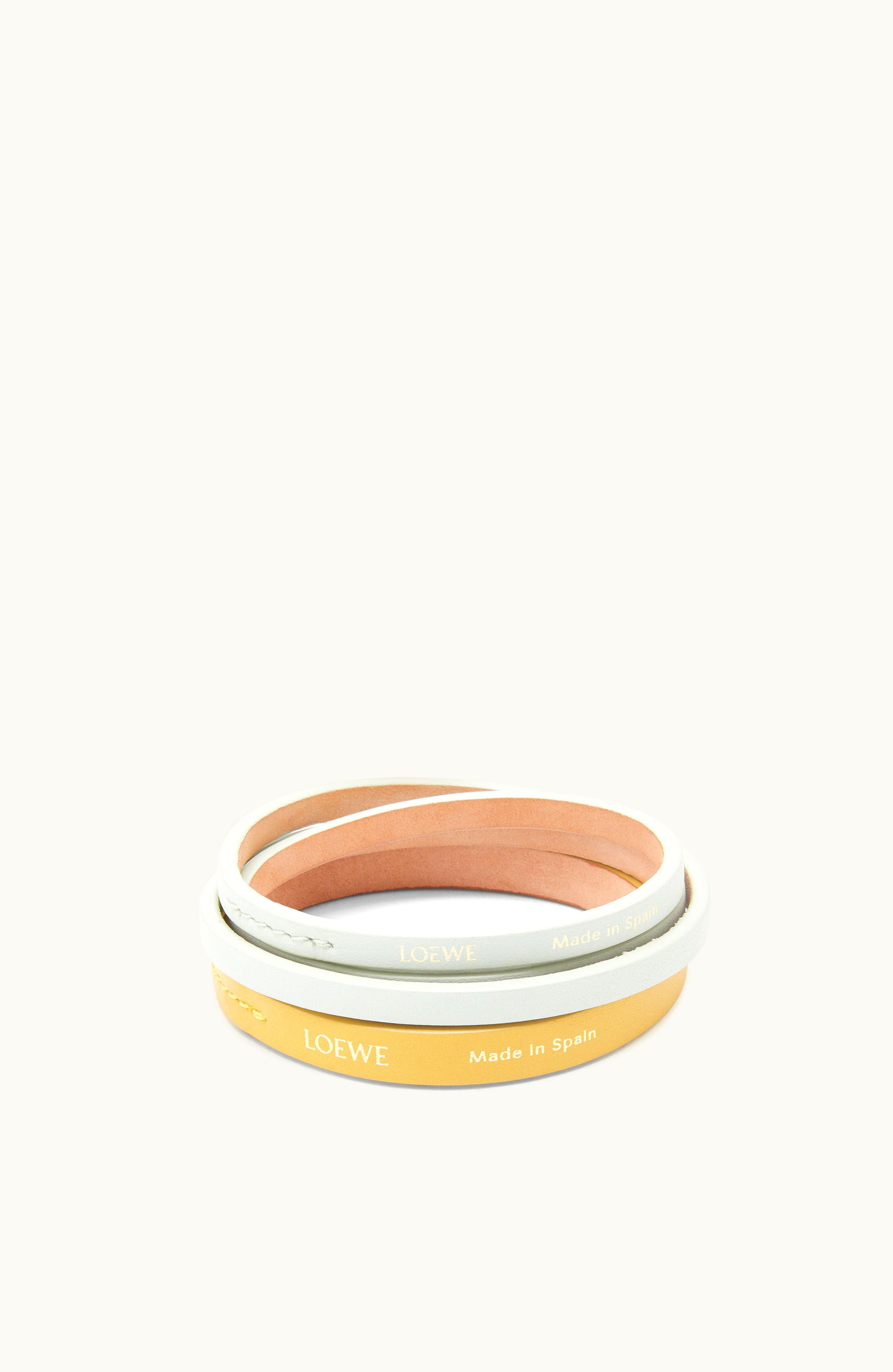 Loewe Loewe Double Bangle Set In Classic Calfskin Light Celadon / Dark Yellow