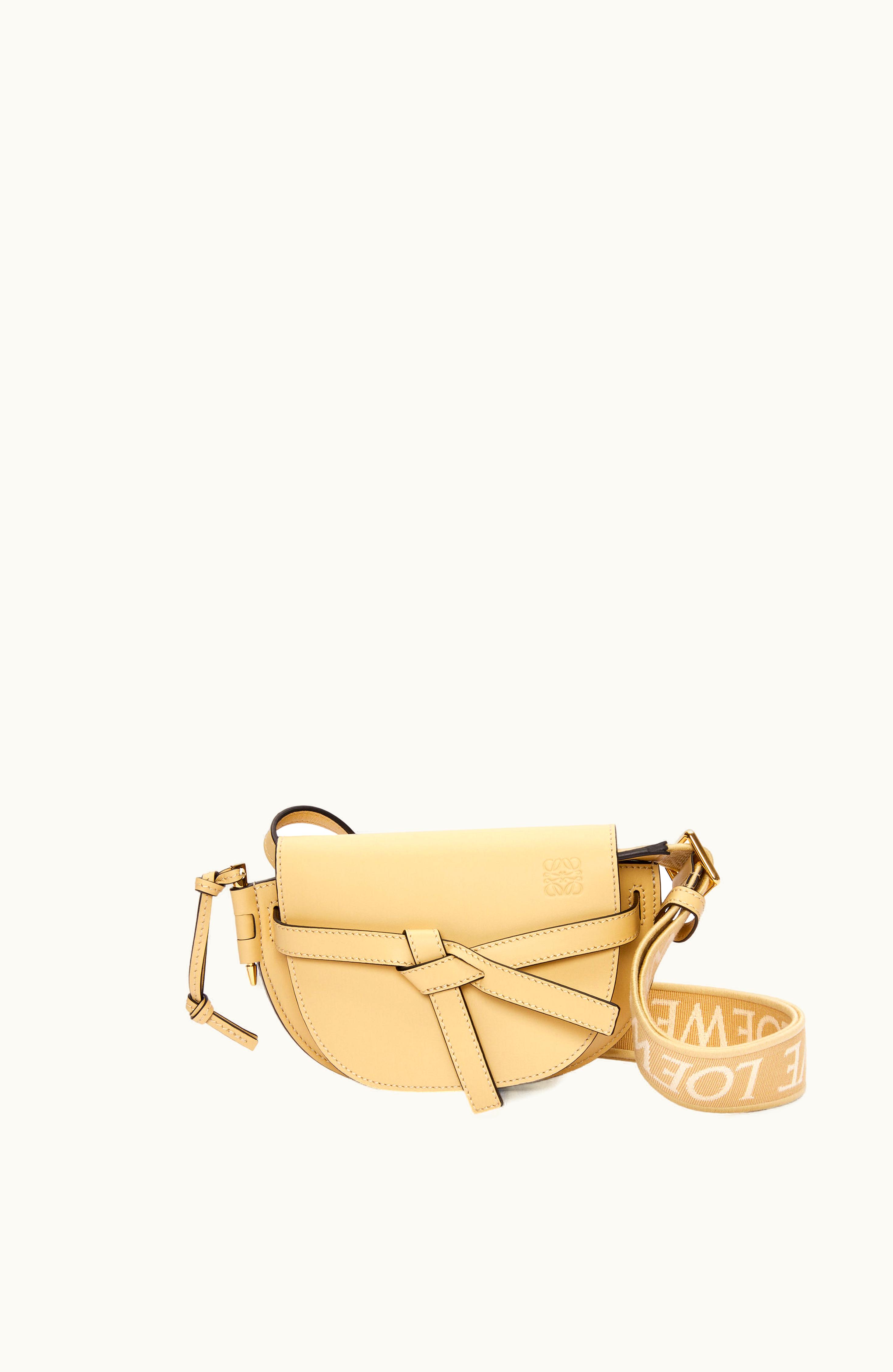 Loewe Loewe Mini Gate Dual Bag In Soft Calfskin And Jacquard Butter