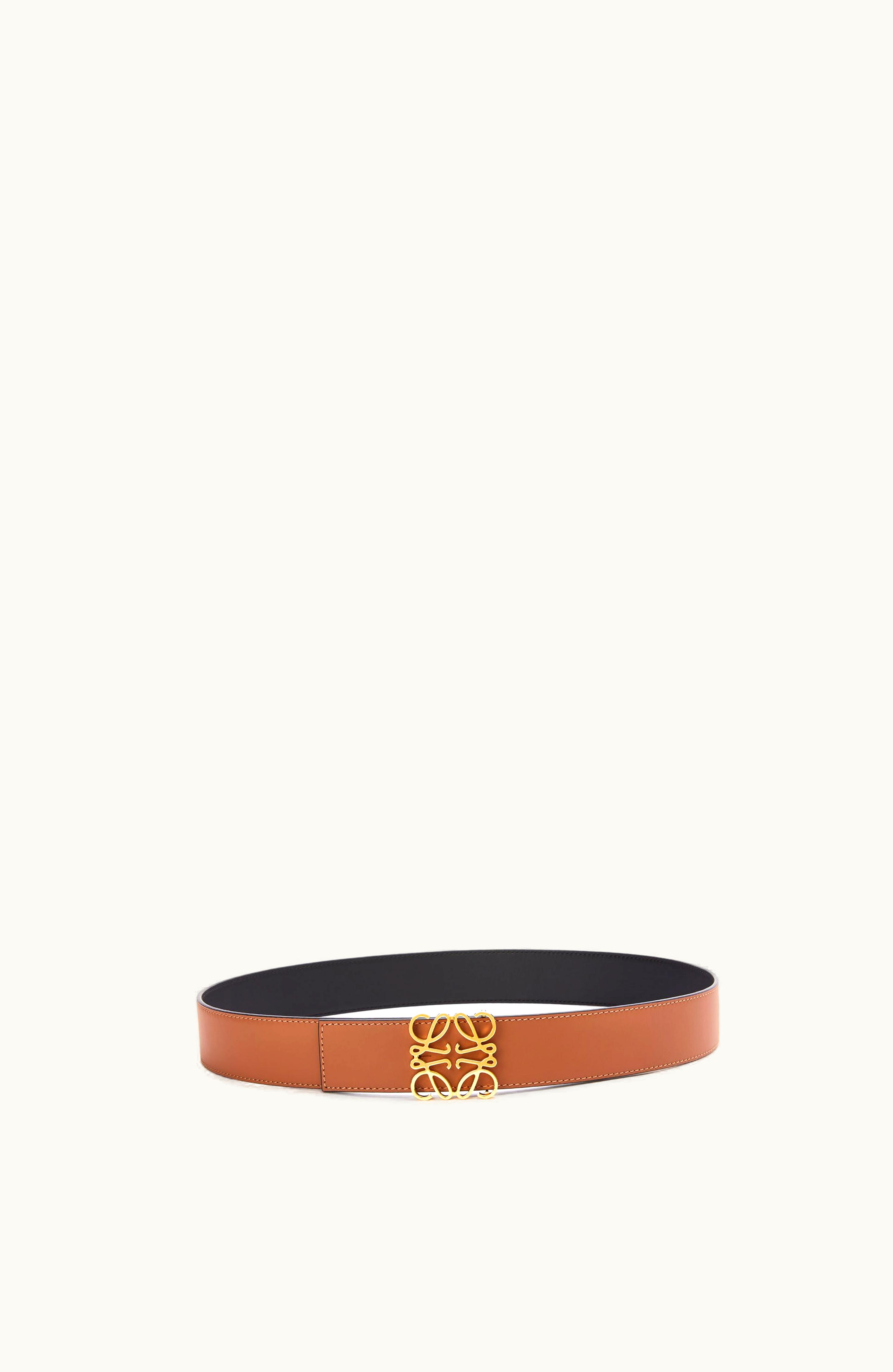 Loewe Loewe Reversible Anagram Belt In Smooth Calfskin Tan / Black / Gold 515.01.010-2544