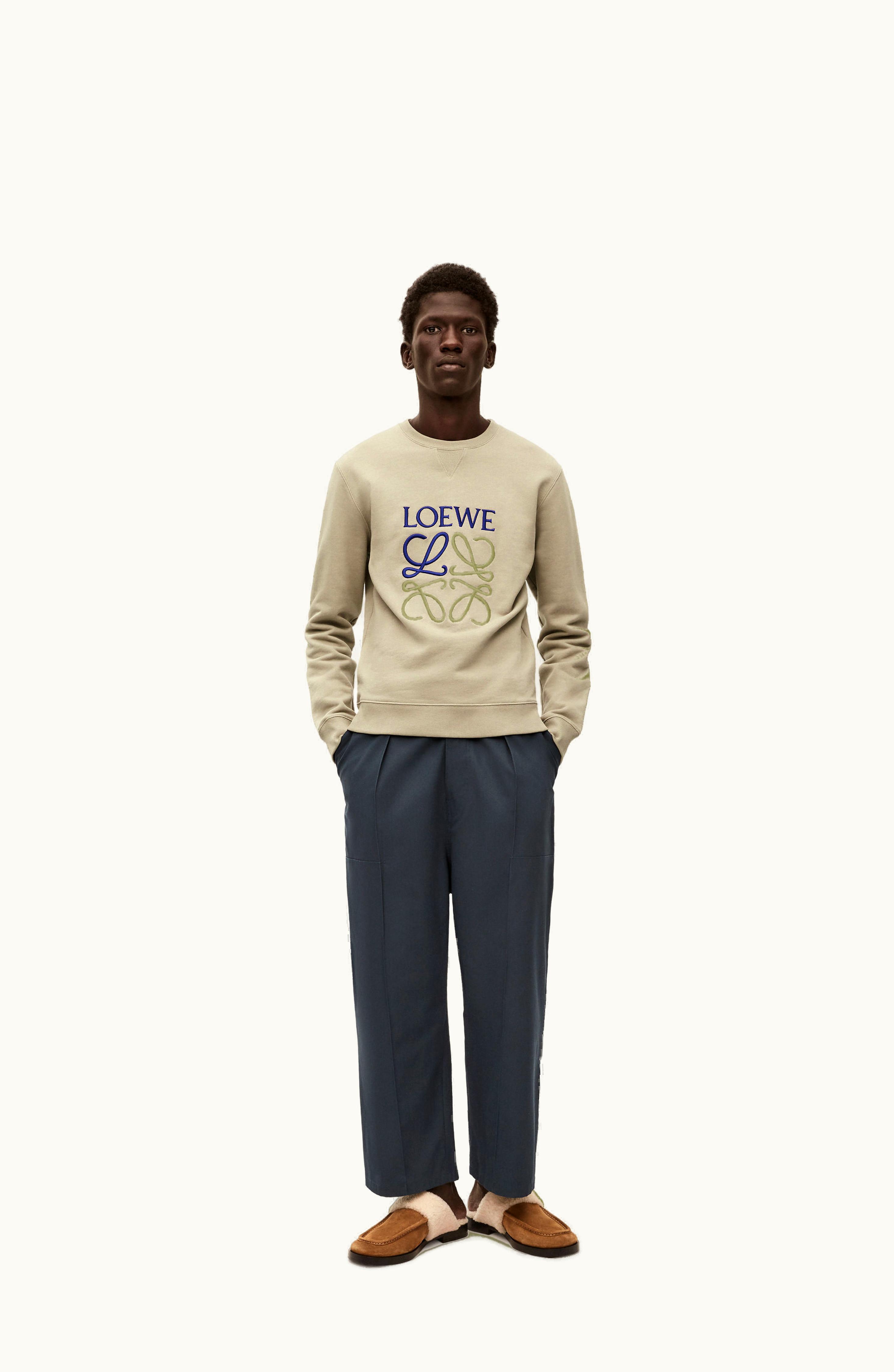 Loewe Loewe Anagram Regular Fit Sweatshirt In Cotton Sage