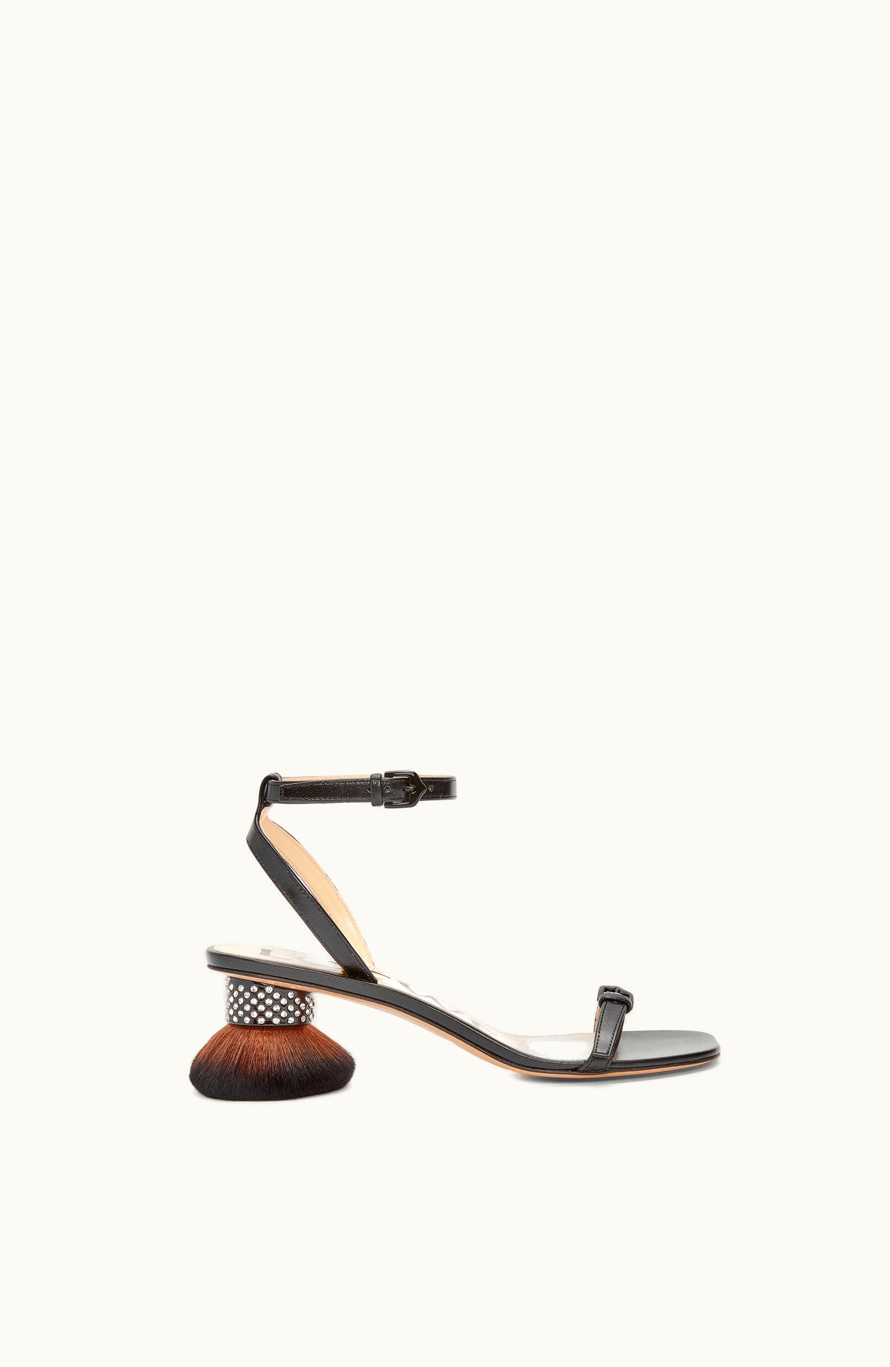 Loewe Loewe Petal Brush Heel Sandal In Lambskin Black
