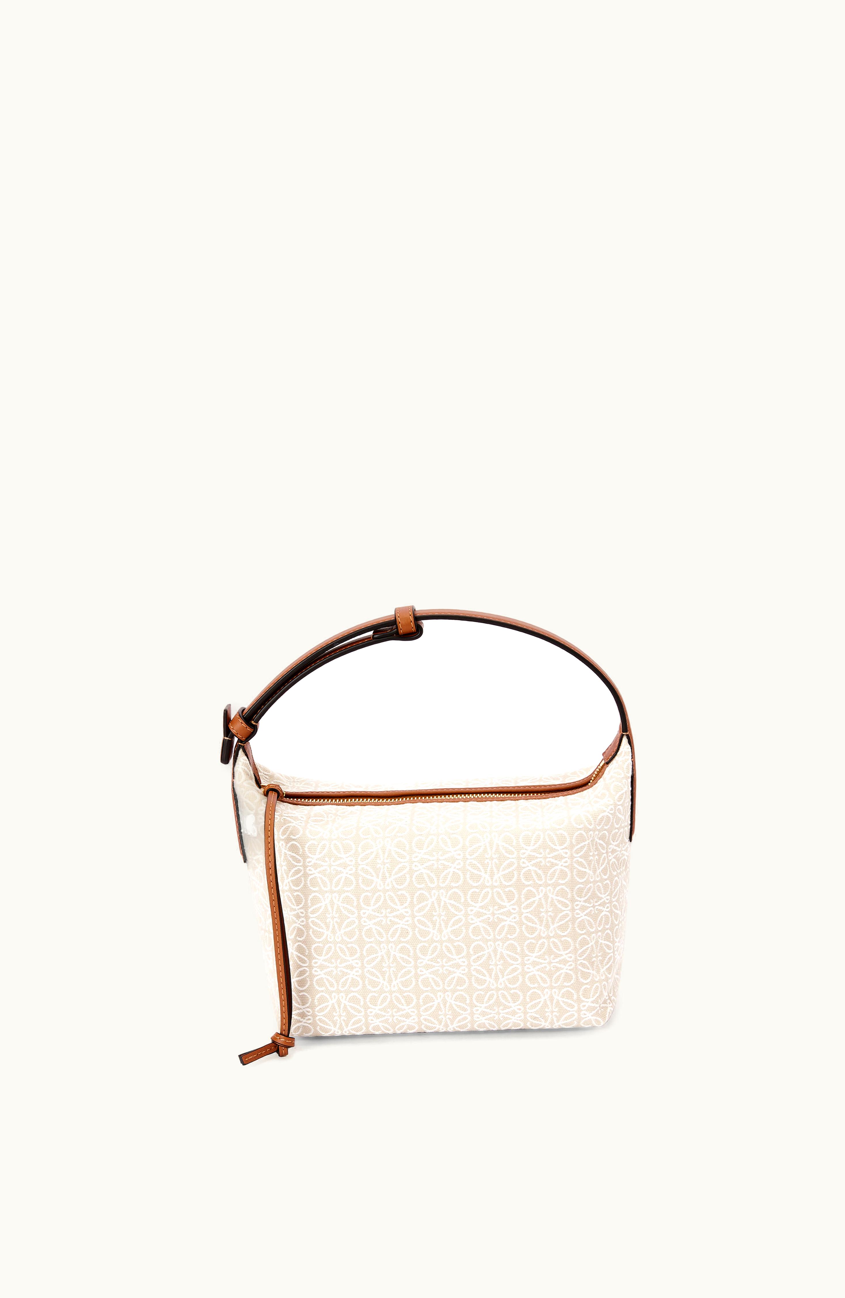 Loewe Loewe Small Cubi Bag In Anagram Jacquard And Calfskin Ecru / Tan