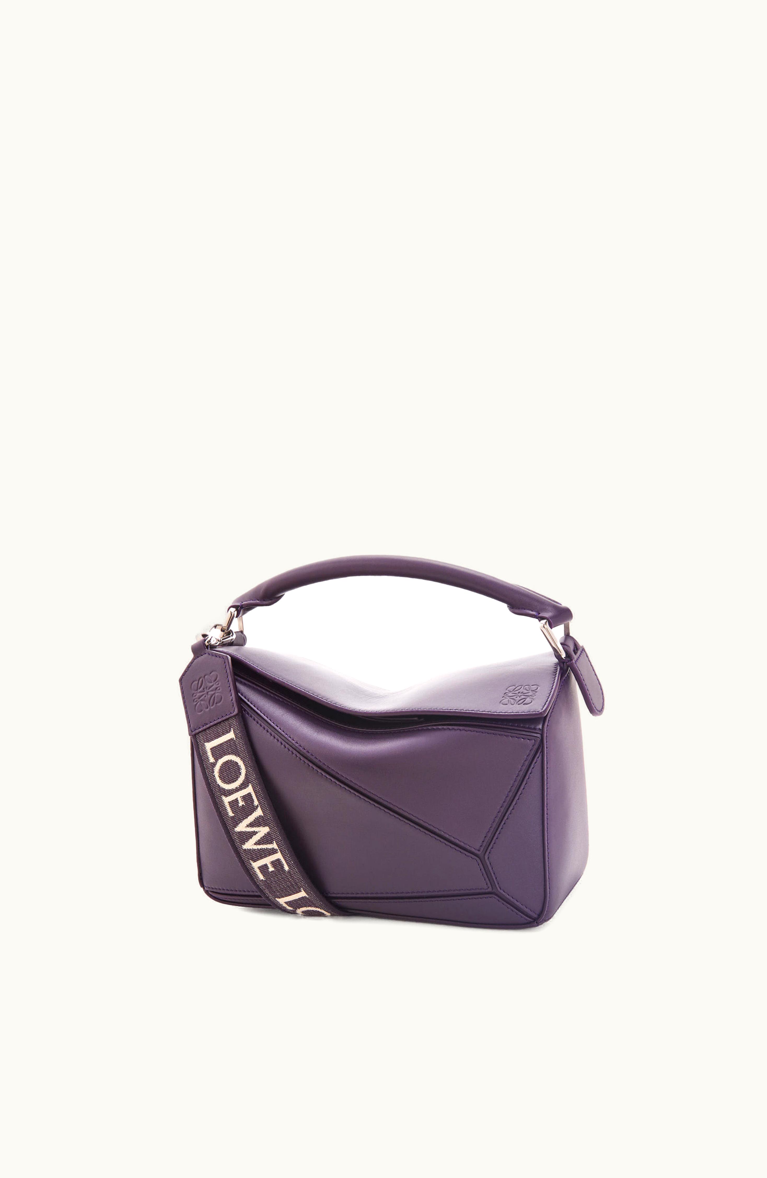 Loewe Loewe Small Puzzle Bag In Satin Calfskin Deep Aubergine
