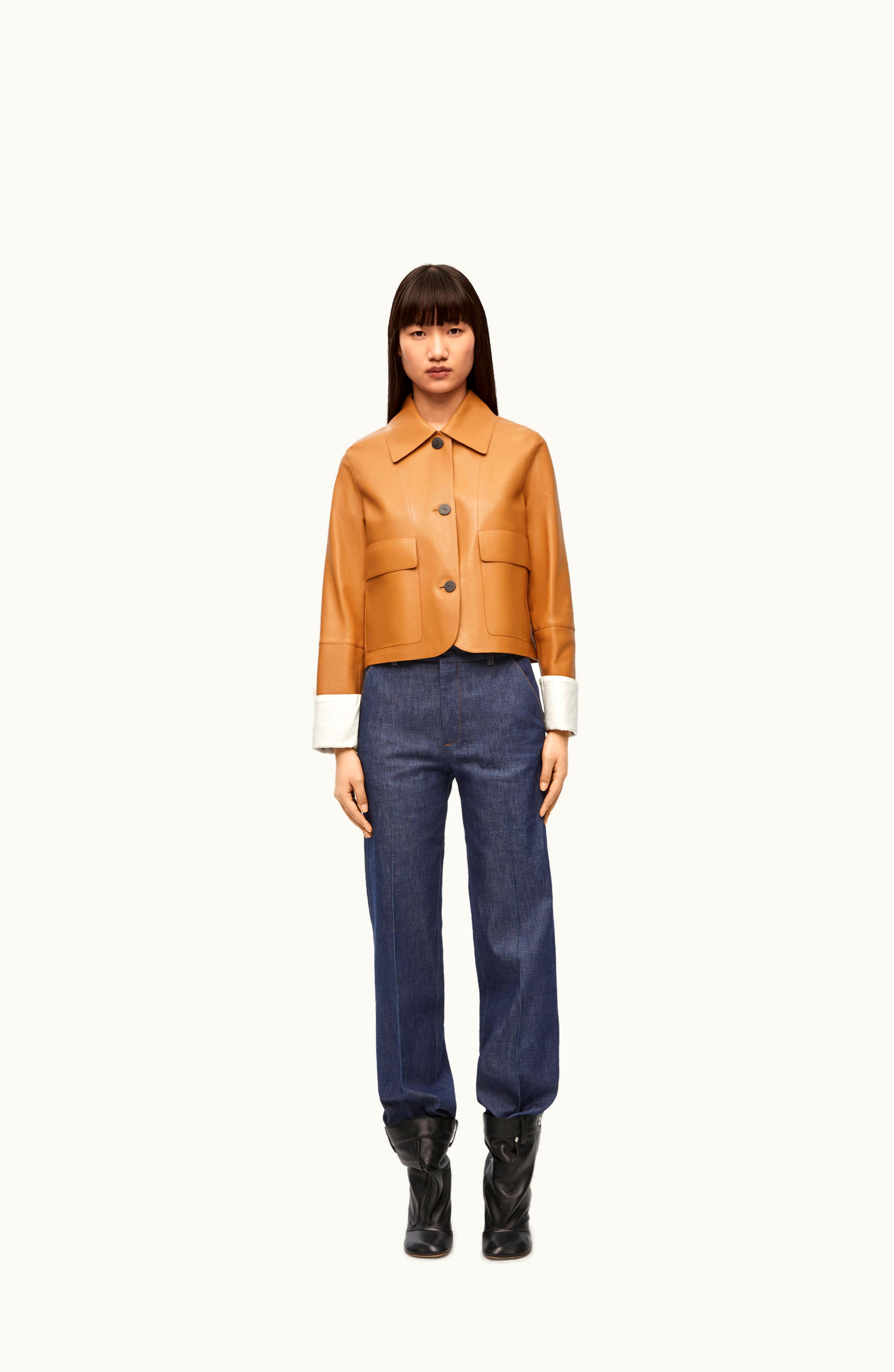 Loewe Loewe Turn-up Jacket In Nappa Lambskin Warm Desert