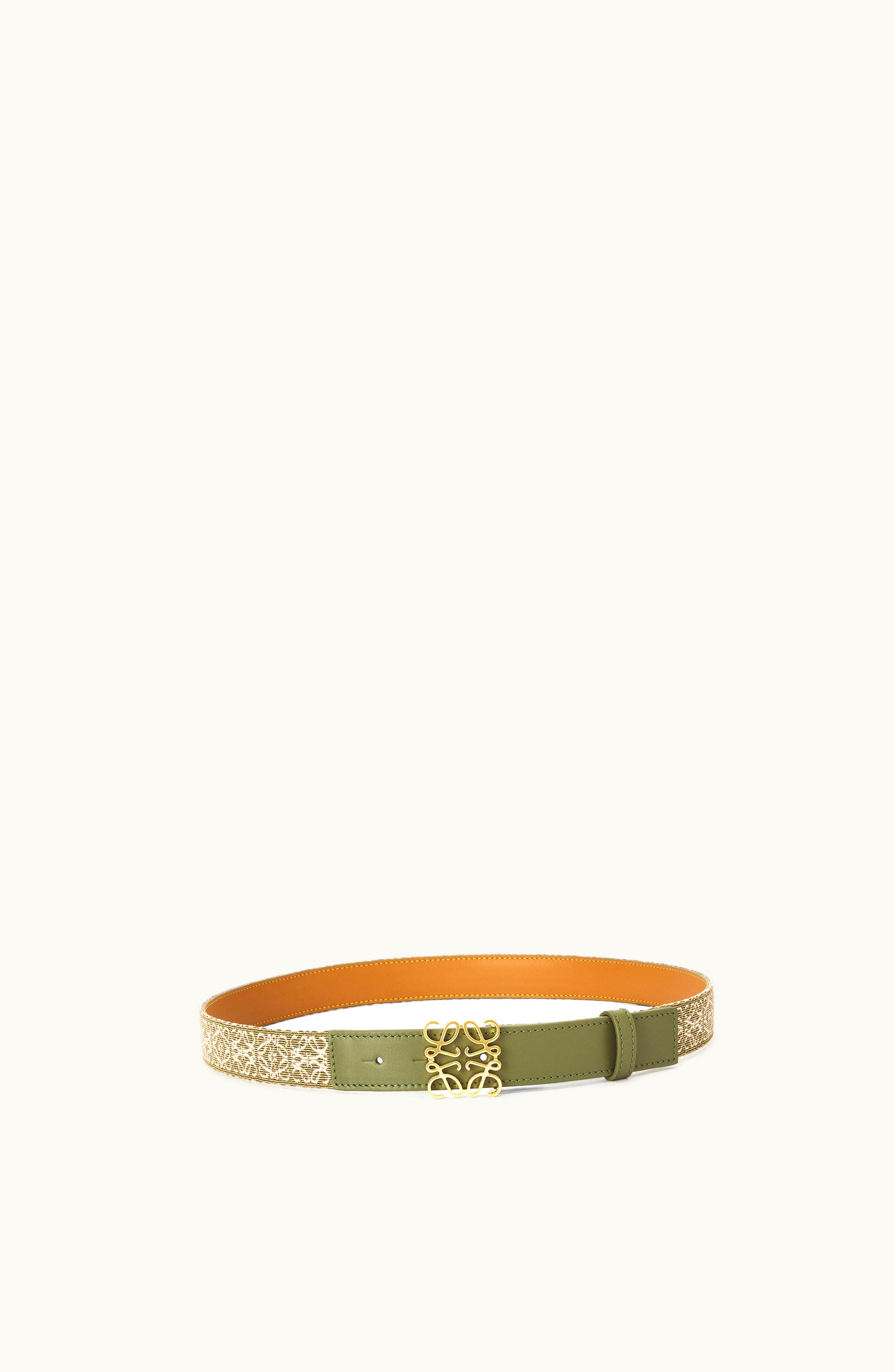 Loewe Loewe Anagram Belt In Jacquard And Calfskin Avocado Green / Gold