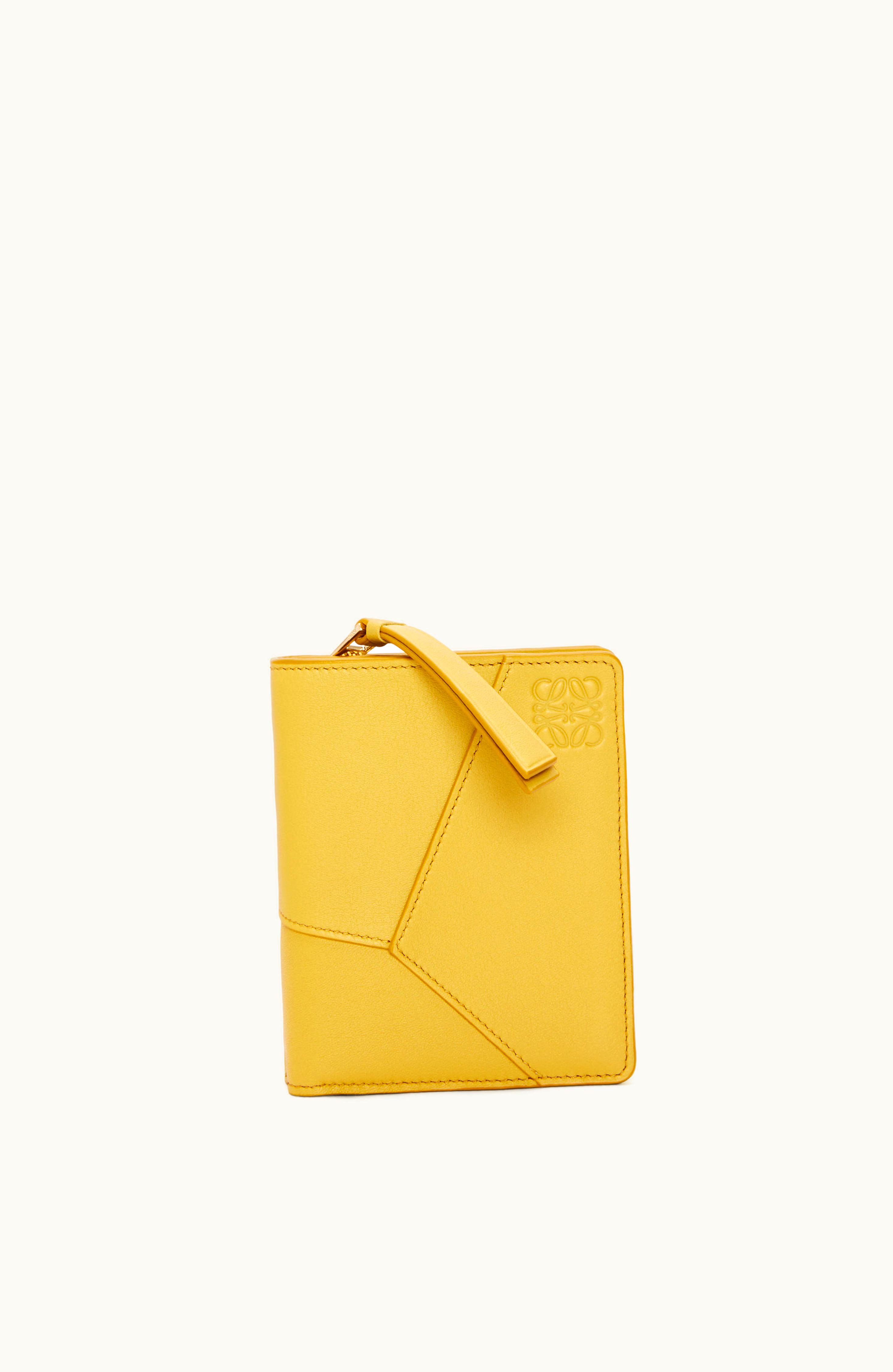 Loewe Loewe Puzzle Compact Zip Wallet In Classic Calfskin Bright Ochre