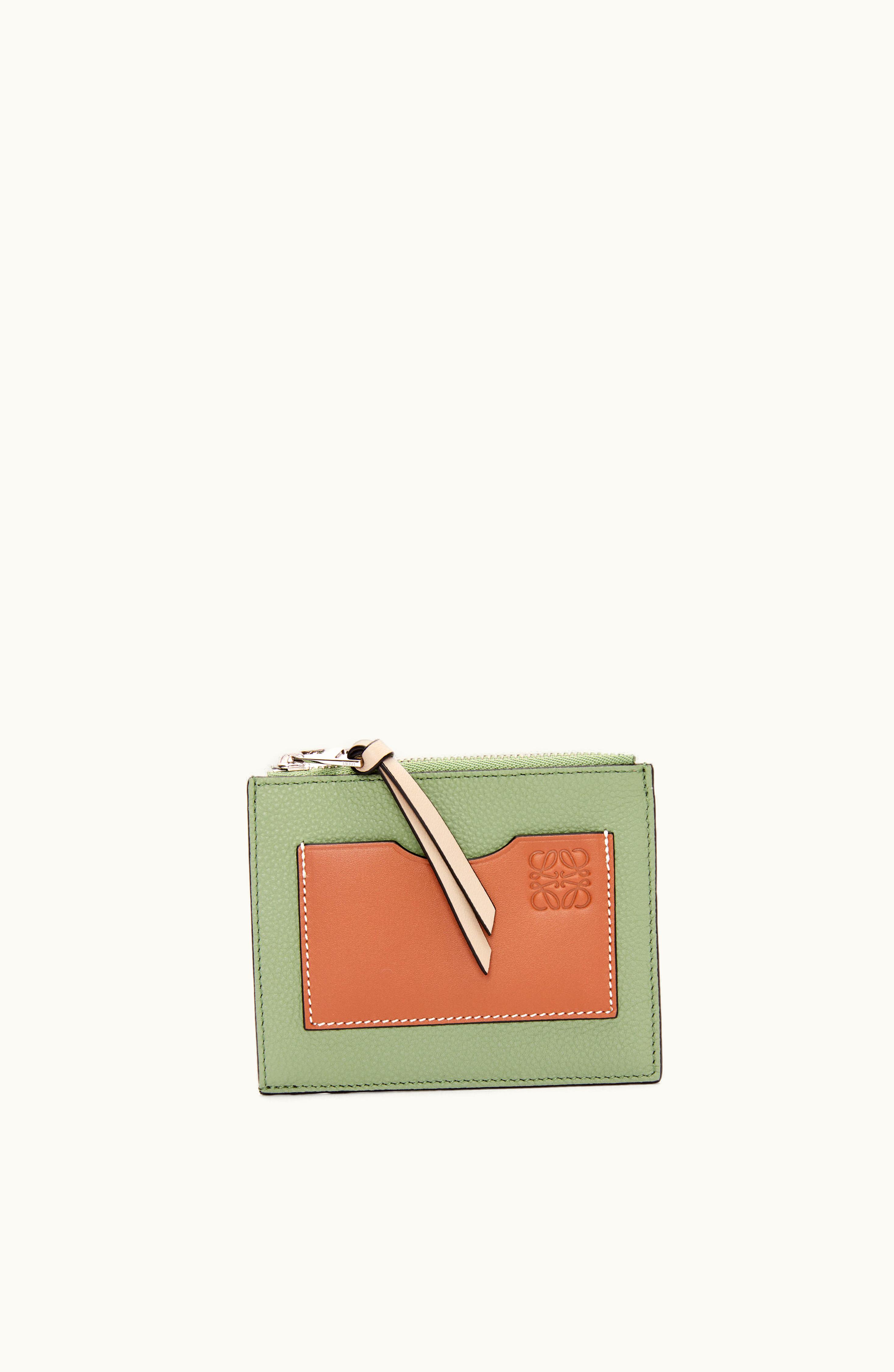 Loewe Loewe Large Coin Cardholder In Soft Grained Calfskin Rosemary / Tan
