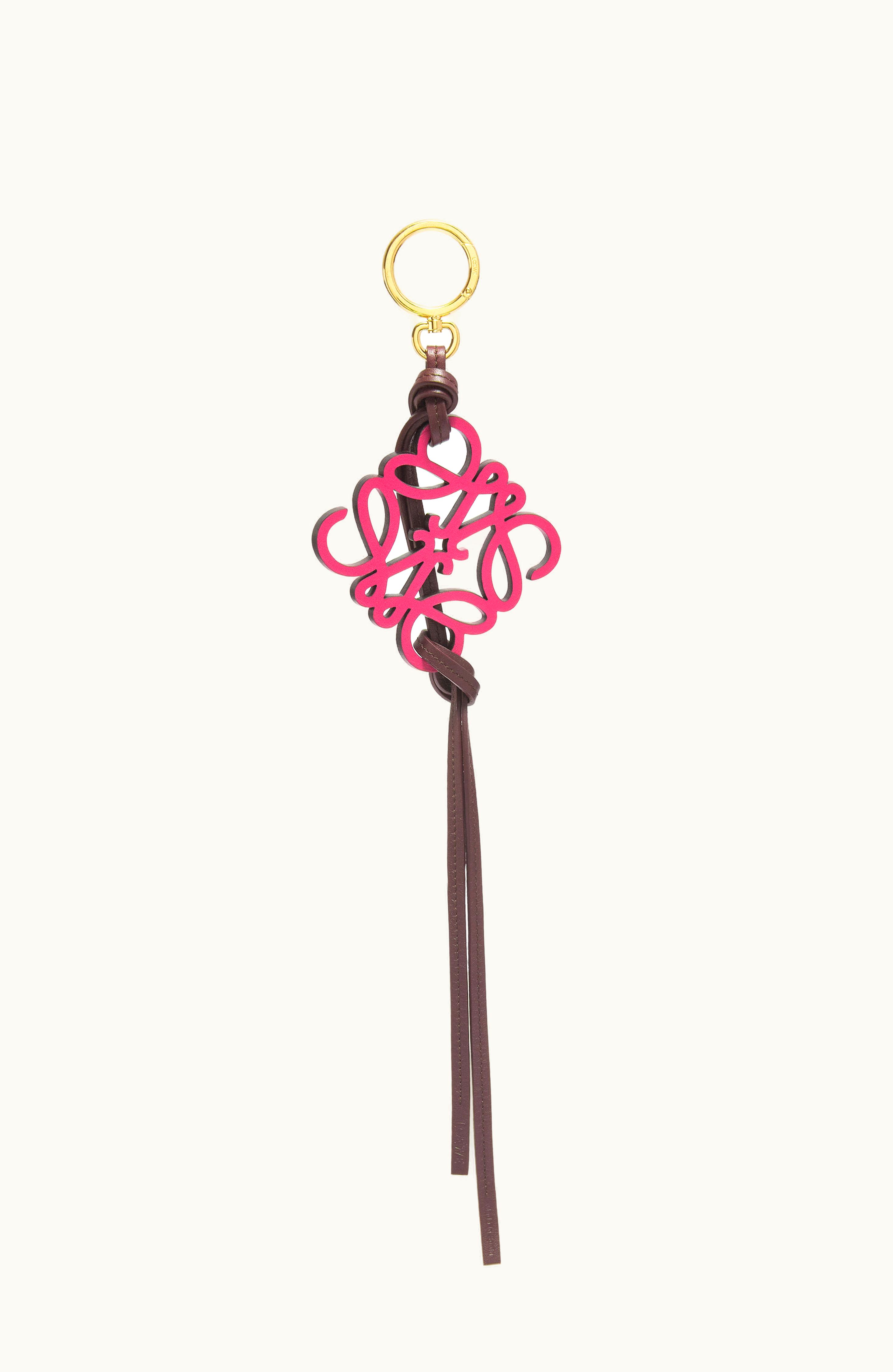 Loewe Loewe Anagram Charm In Classic Calfskin And Brass Burgundy